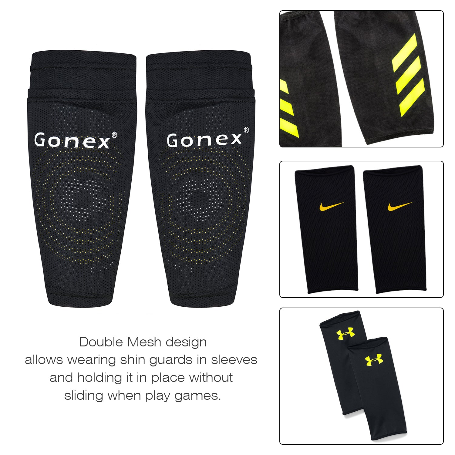 gonex-soccer-shin-guards-for-kids-adults-lightweight-pp-plates-with-gridded-eva- image 6