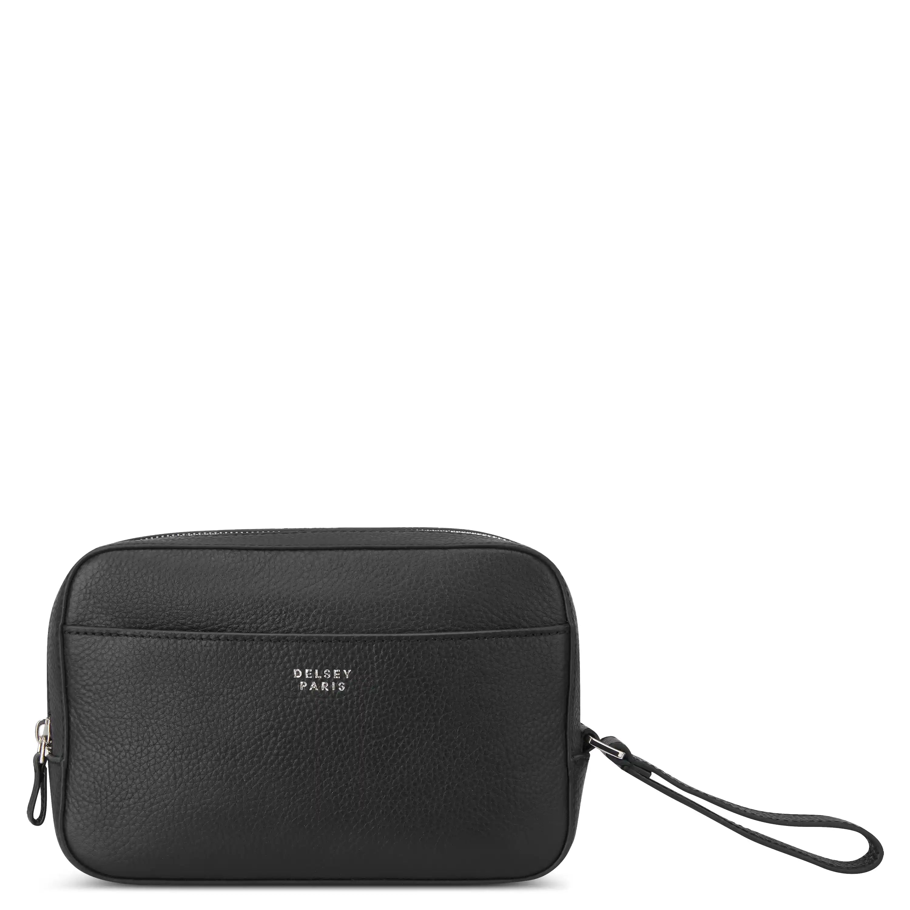 delsey-the-leather-collection-genuine-leather-toiletry-bag-dopp-kit-with-zippere image 1