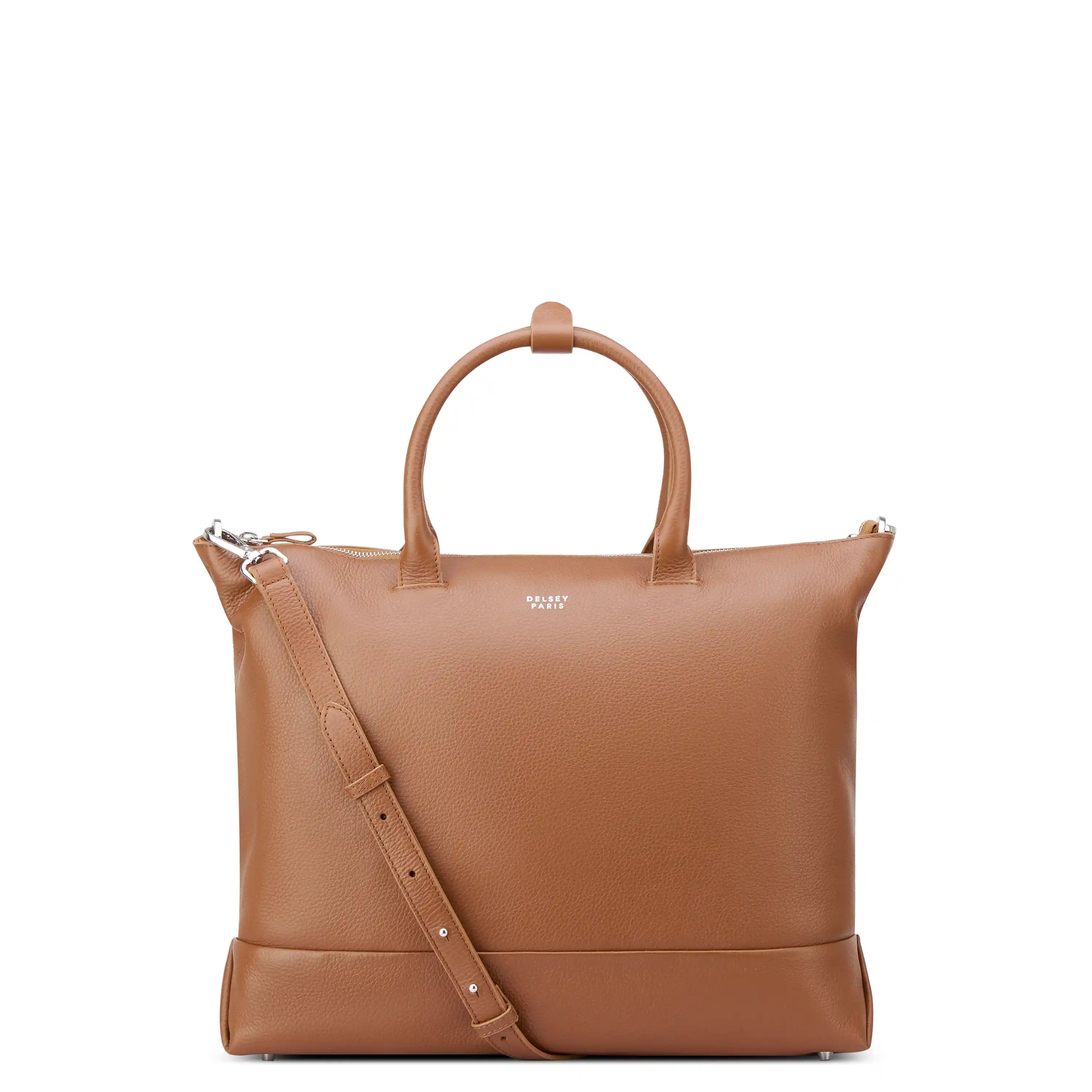 delsey-the-leather-collection-zippered-leather-tote-bag-100-genuine-leather-work image 3