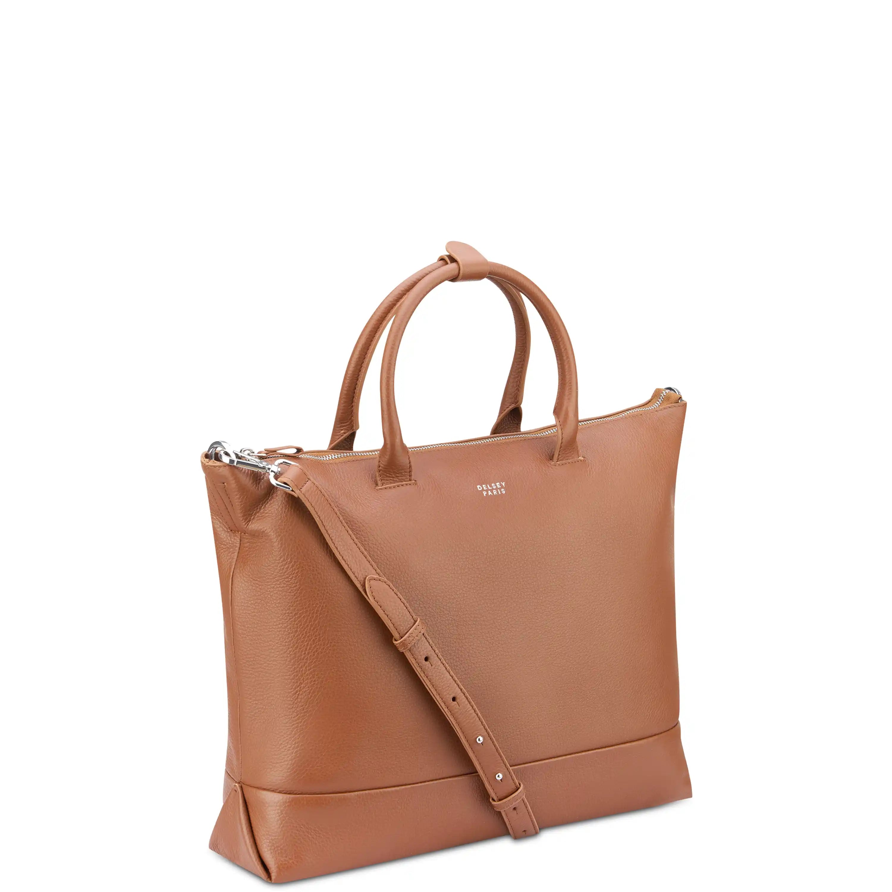 delsey-the-leather-collection-zippered-leather-tote-bag-100-genuine-leather-work image 1