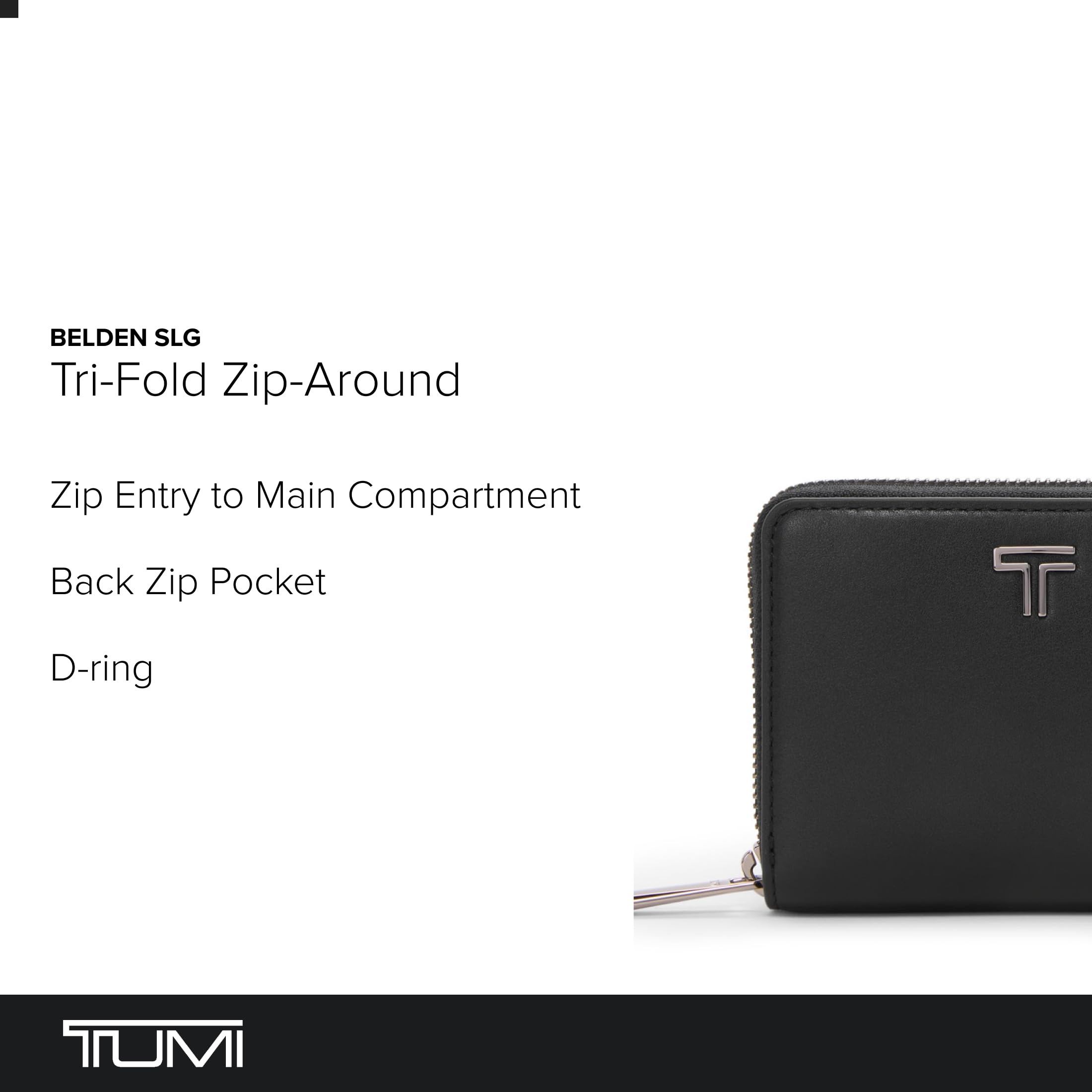tumi-unisex-tri-fold-zip-around-wallet-9-card-pockets-black-gunmetal-one-size image 2
