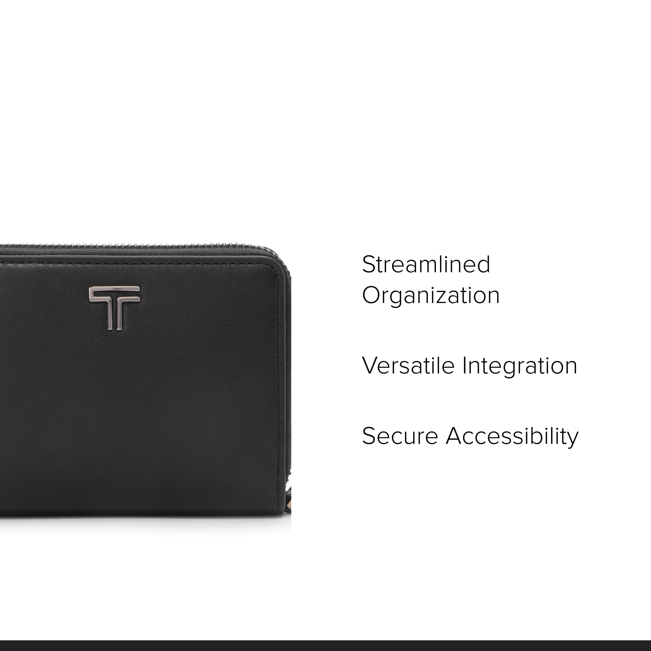 tumi-unisex-tri-fold-zip-around-wallet-9-card-pockets-black-gunmetal-one-size image 4