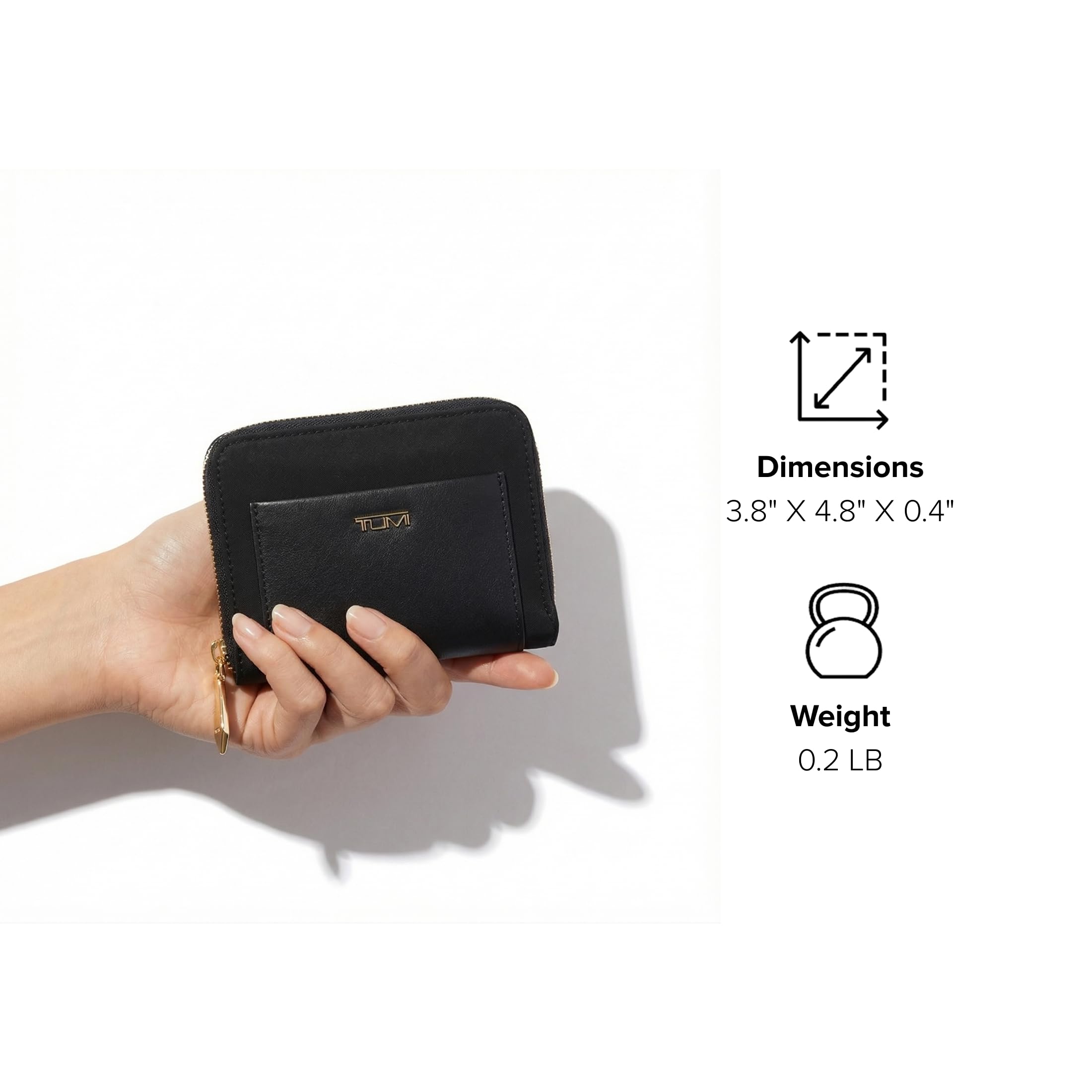 tumi-women-s-bifold-zip-around-wallet-6-card-pockets-zip-coin-pocket-d-ring-blac image 7