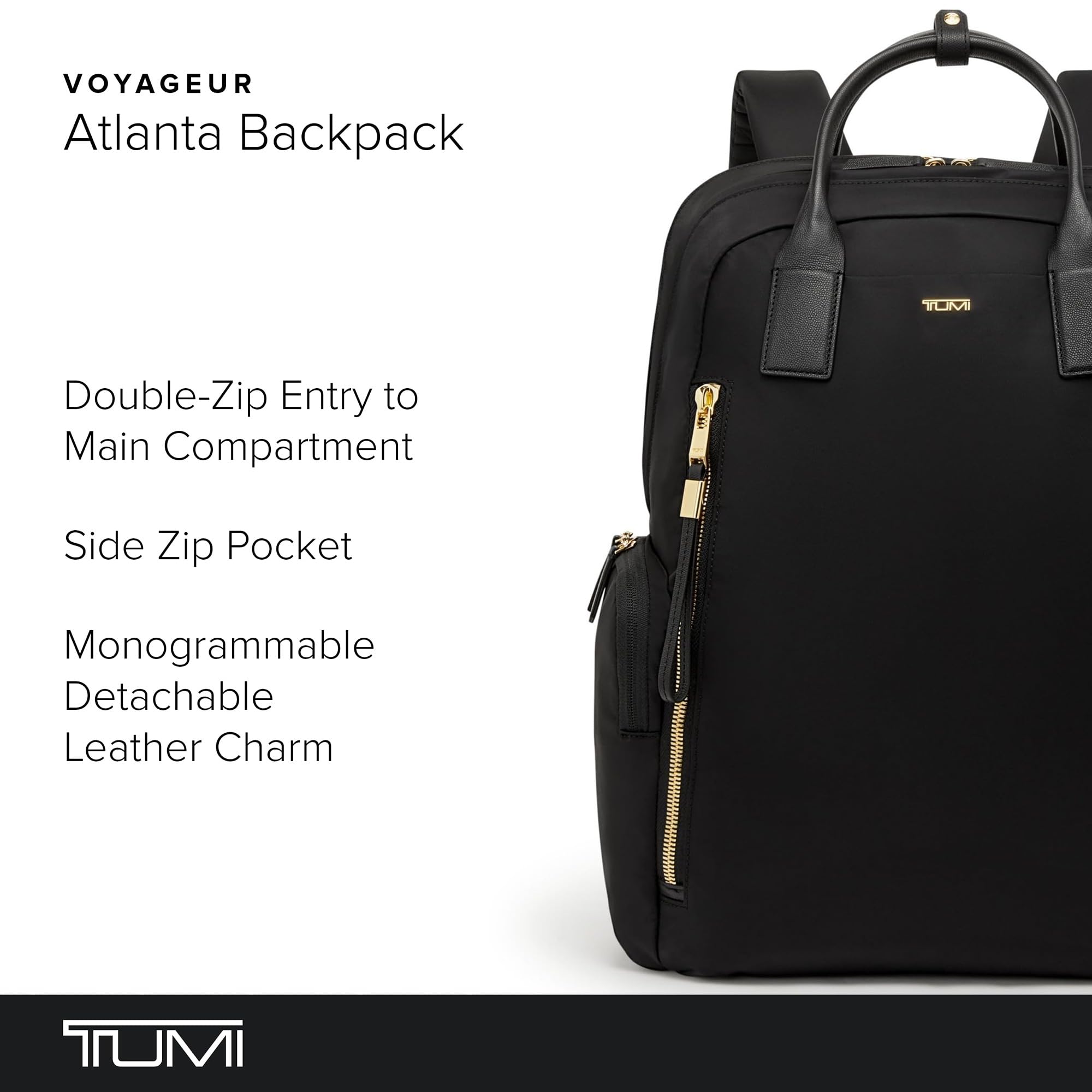 tumi-voyageur-atlanta-women-s-travel-commuter-backpack-black-with-gold-hardware- image 2