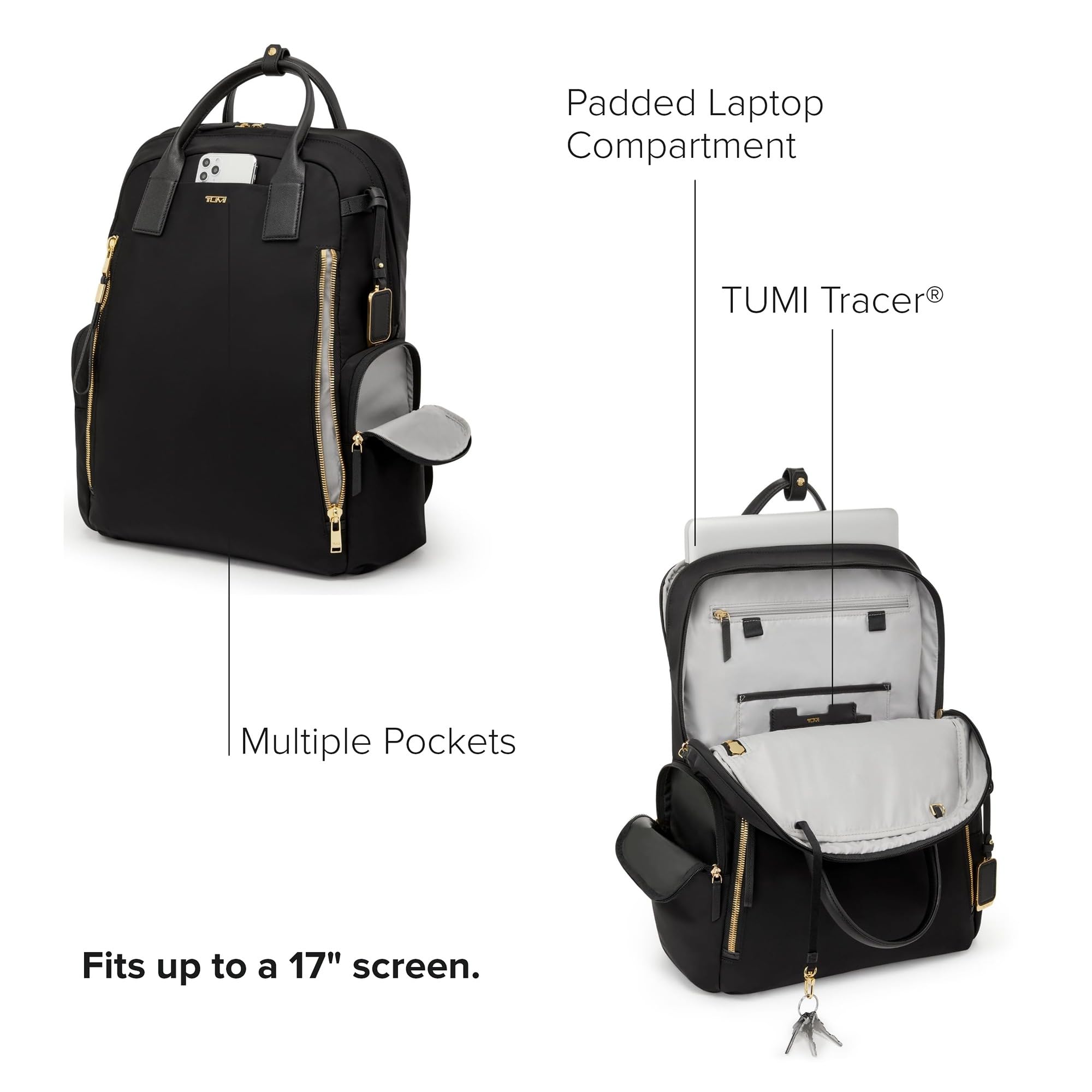 tumi-voyageur-atlanta-women-s-travel-commuter-backpack-black-with-gold-hardware- image 3