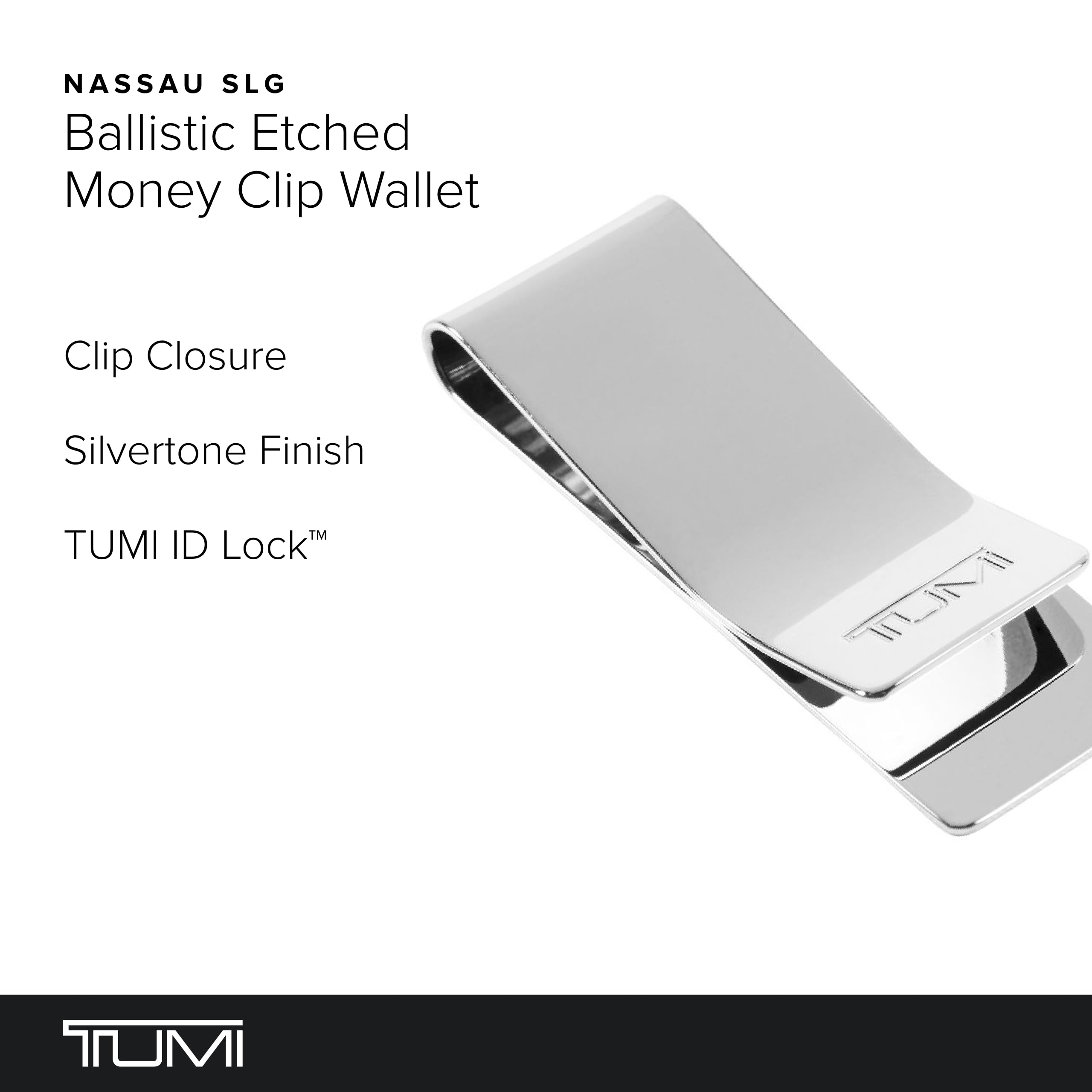 tumi-nassau-ballistic-etched-money-clip-silvertone-metal-wallet-for-men-and-wome image 2