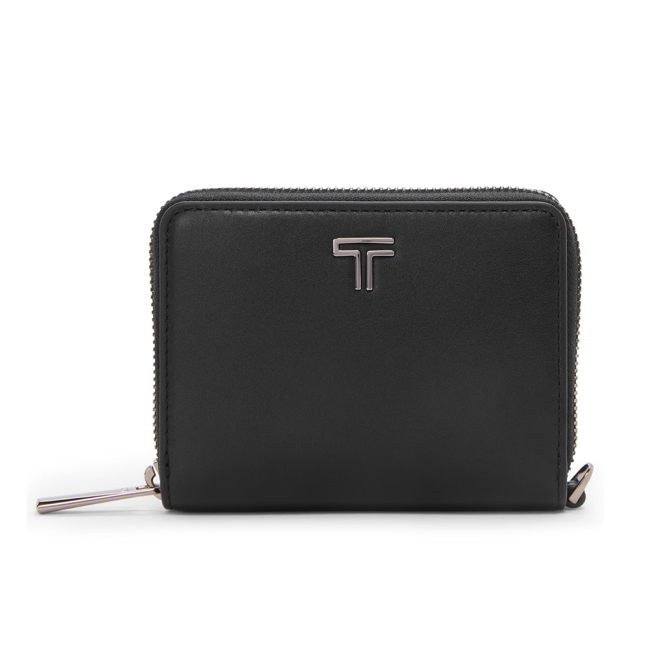tumi-unisex-tri-fold-zip-around-wallet-9-card-pockets-black-gunmetal-one-size image 1
