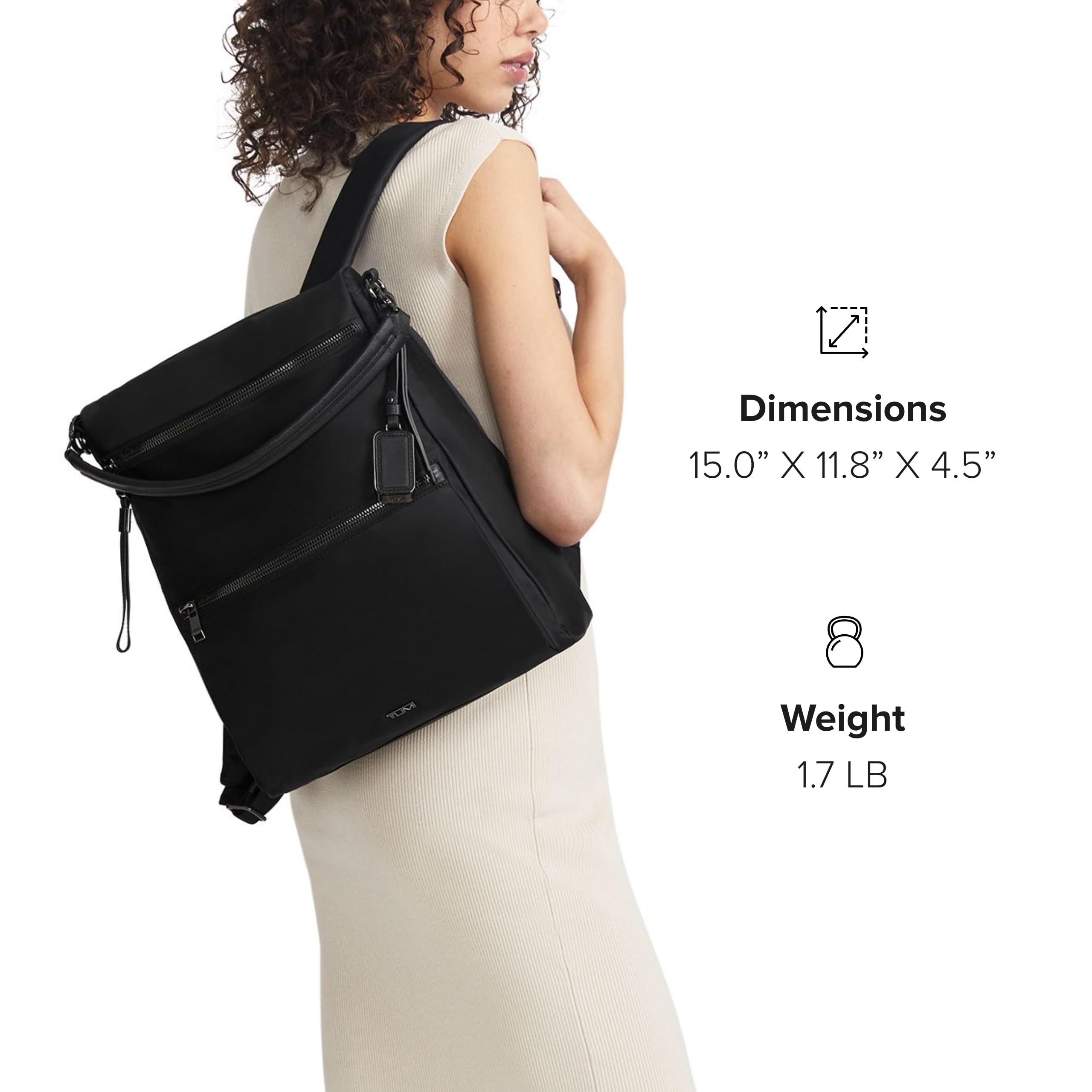 tumi-voyageur-leigh-convertible-backpack-tote-black-with-gunmetal-hardware-fits- image 2