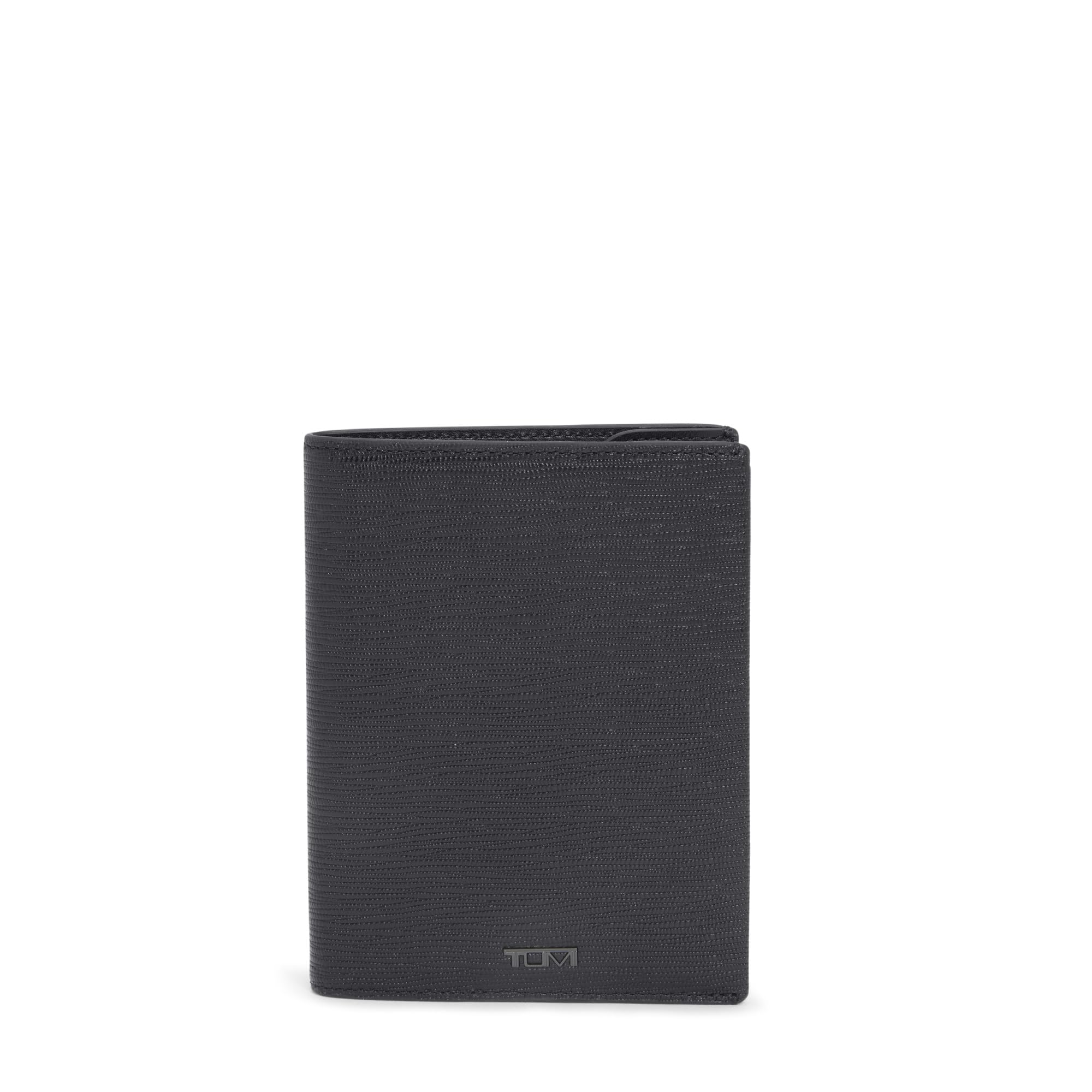 tumi-nassau-leather-passport-sleeve-travel-card-holder-organizer-black-embossed image 1