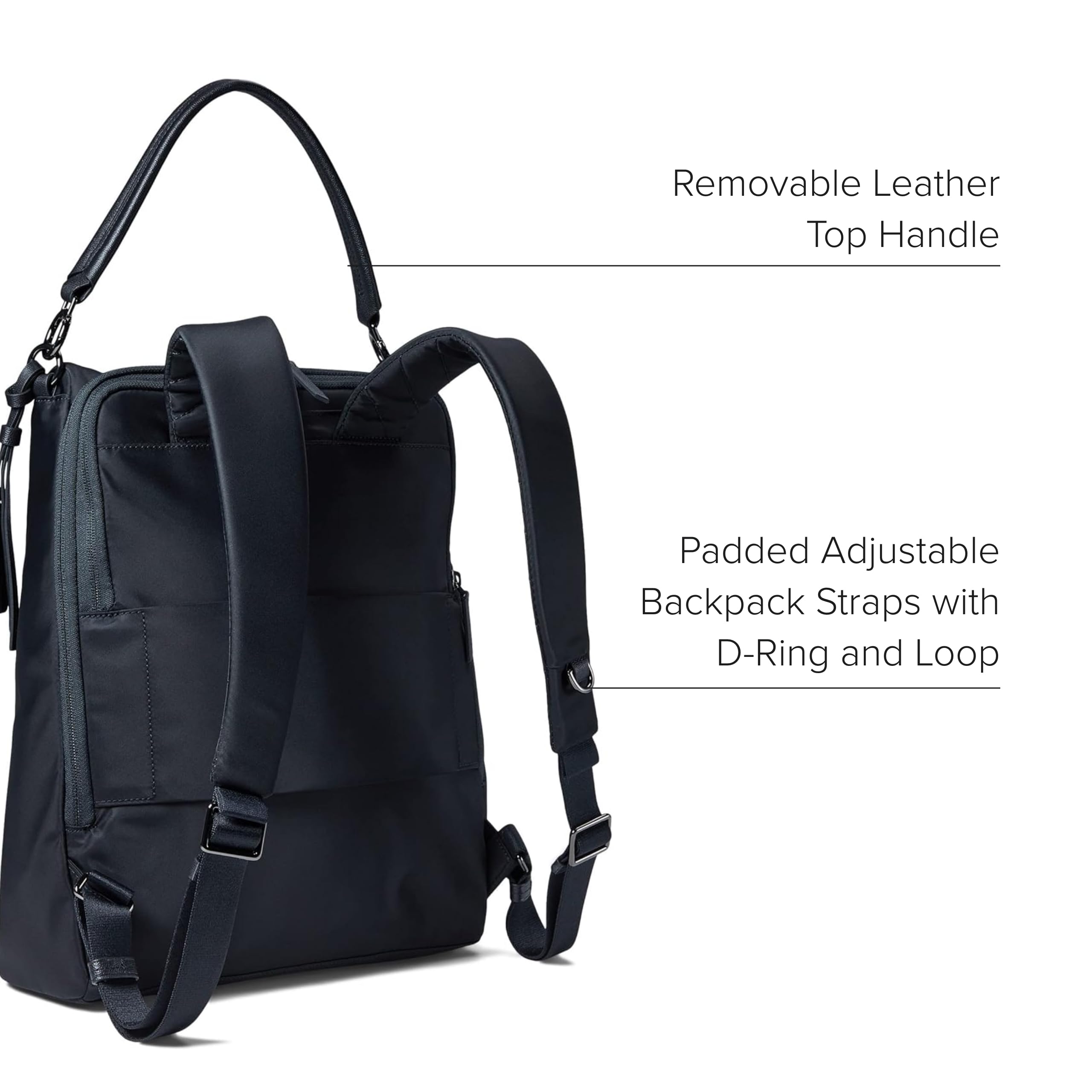 tumi-voyageur-leigh-convertible-backpack-tote-black-with-gunmetal-hardware-fits- image 5