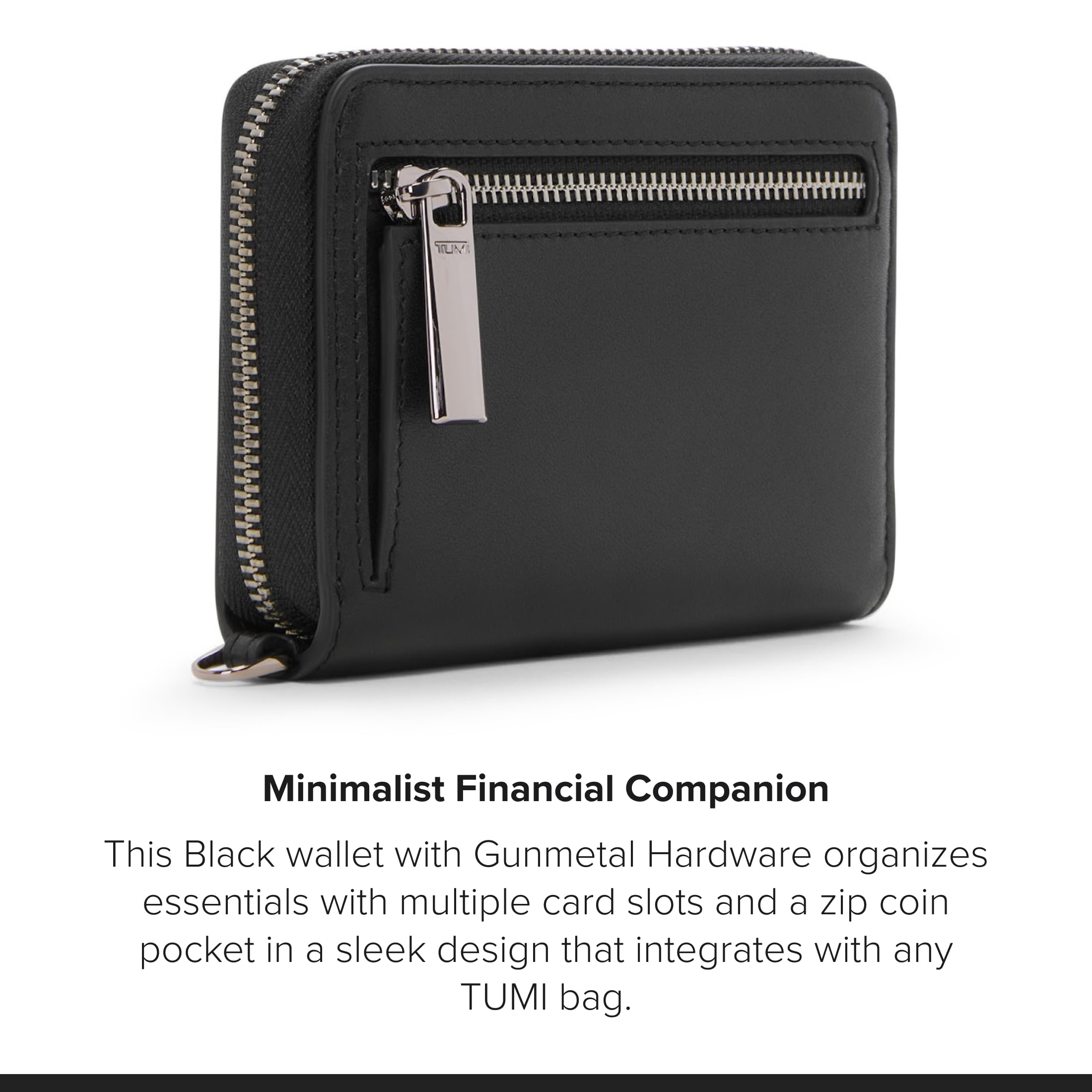 tumi-unisex-tri-fold-zip-around-wallet-9-card-pockets-black-gunmetal-one-size image 5
