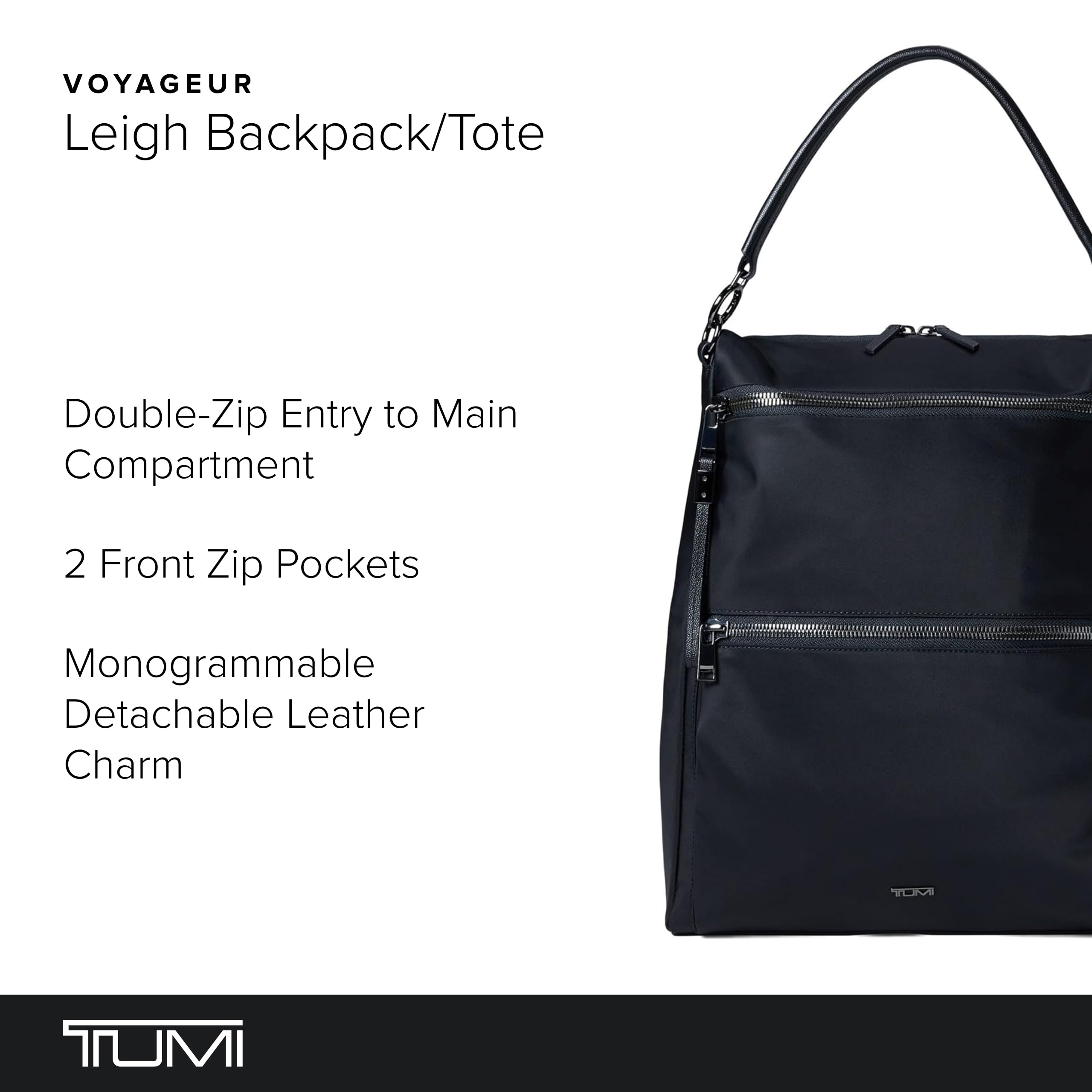 tumi-voyageur-leigh-convertible-backpack-tote-black-with-gunmetal-hardware-fits- image 3