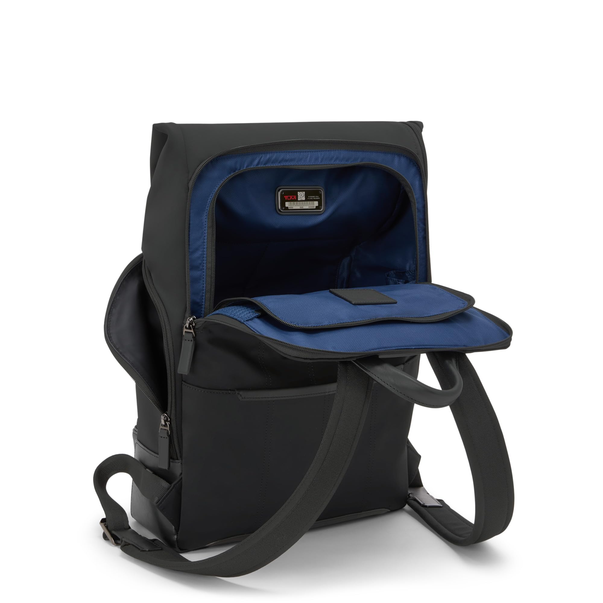 tumi-osborn-roll-top-backpack-midnight-black-quilted-nylon-with-bombe-leather-po image 3