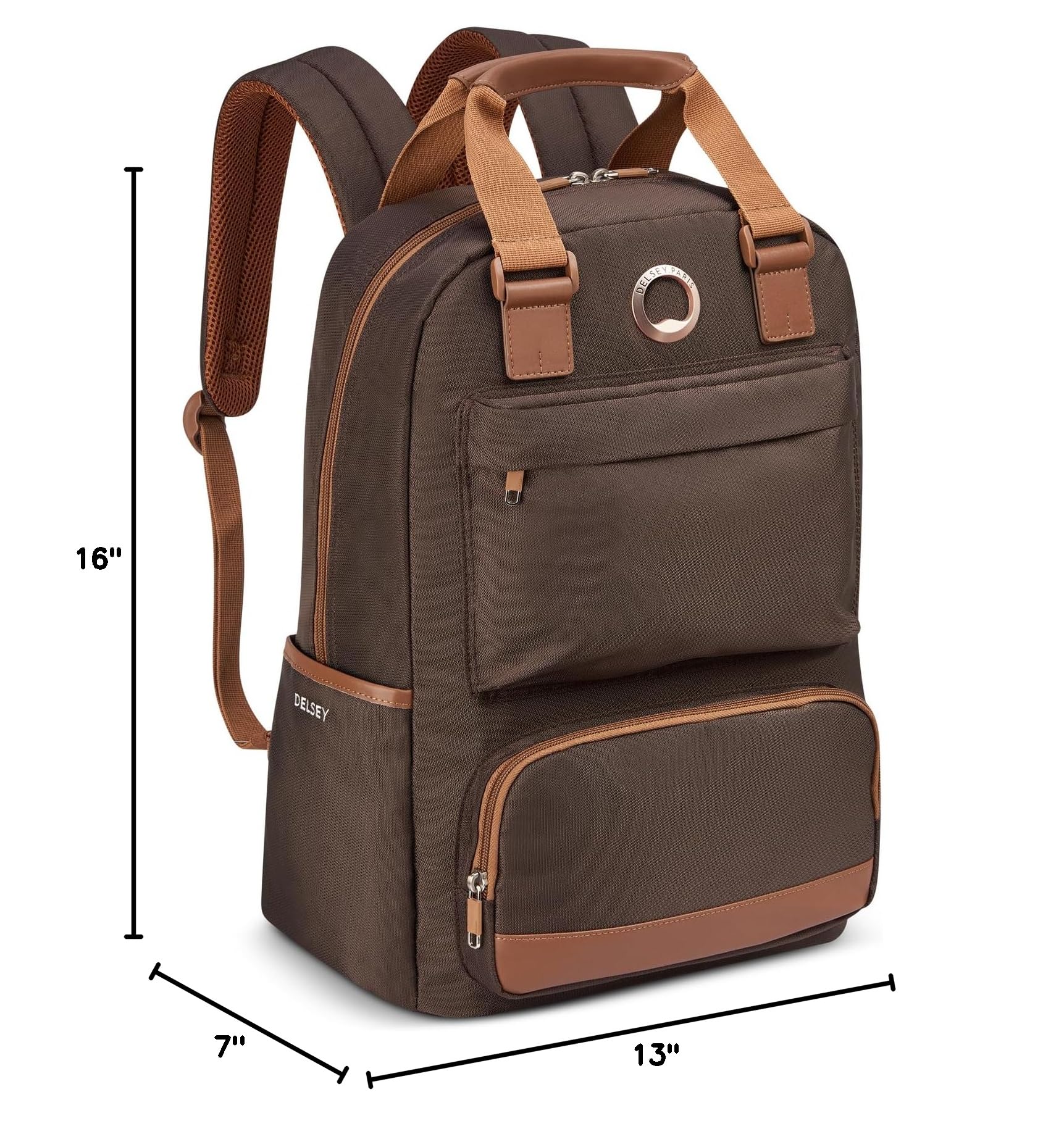 delsey-legere-laptop-travel-backpack-chocolate-brown-15-6-padded-laptop-sleeve-v image 8