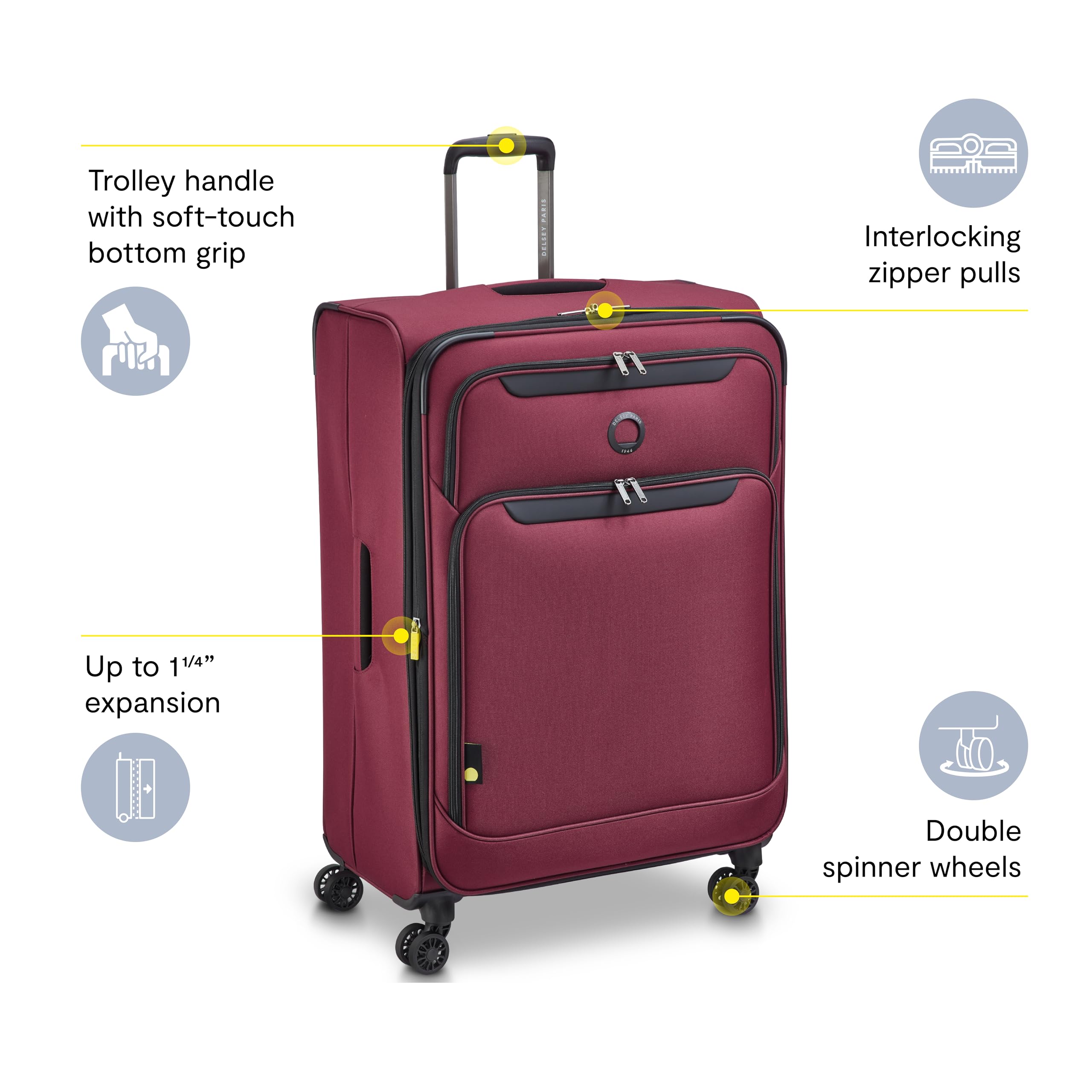 delsey-paris-sky-max-3-0-28-inch-large-checked-softside-suitcase-burgundy-lightw image 5