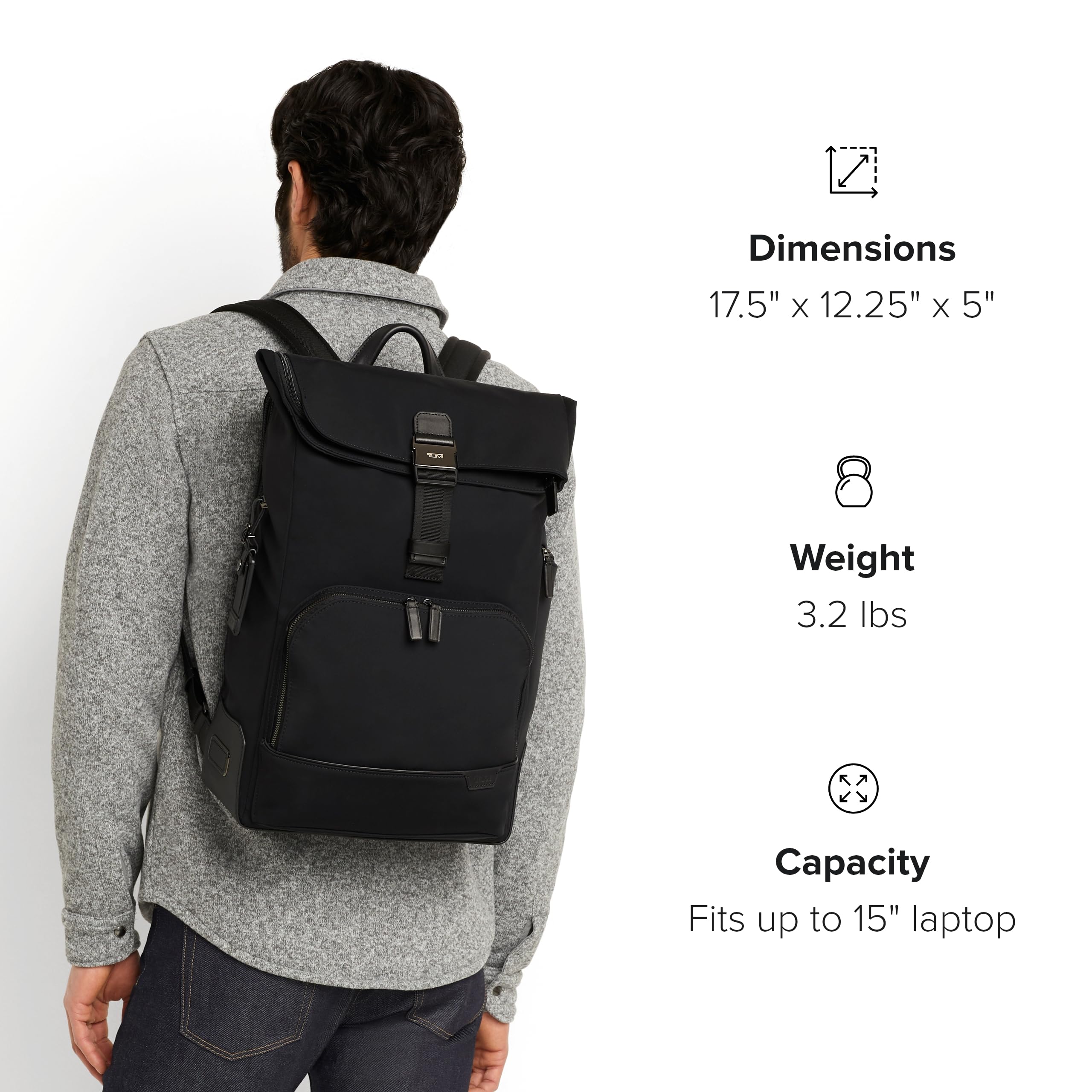 tumi-osborn-roll-top-backpack-midnight-black-quilted-nylon-with-bombe-leather-po image 5
