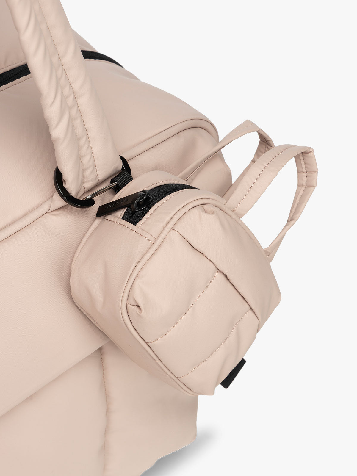 calpak-luka-duffel-zip-bag-charm-compact-puffy-accessory-pouch-with-carabiner-re image 3