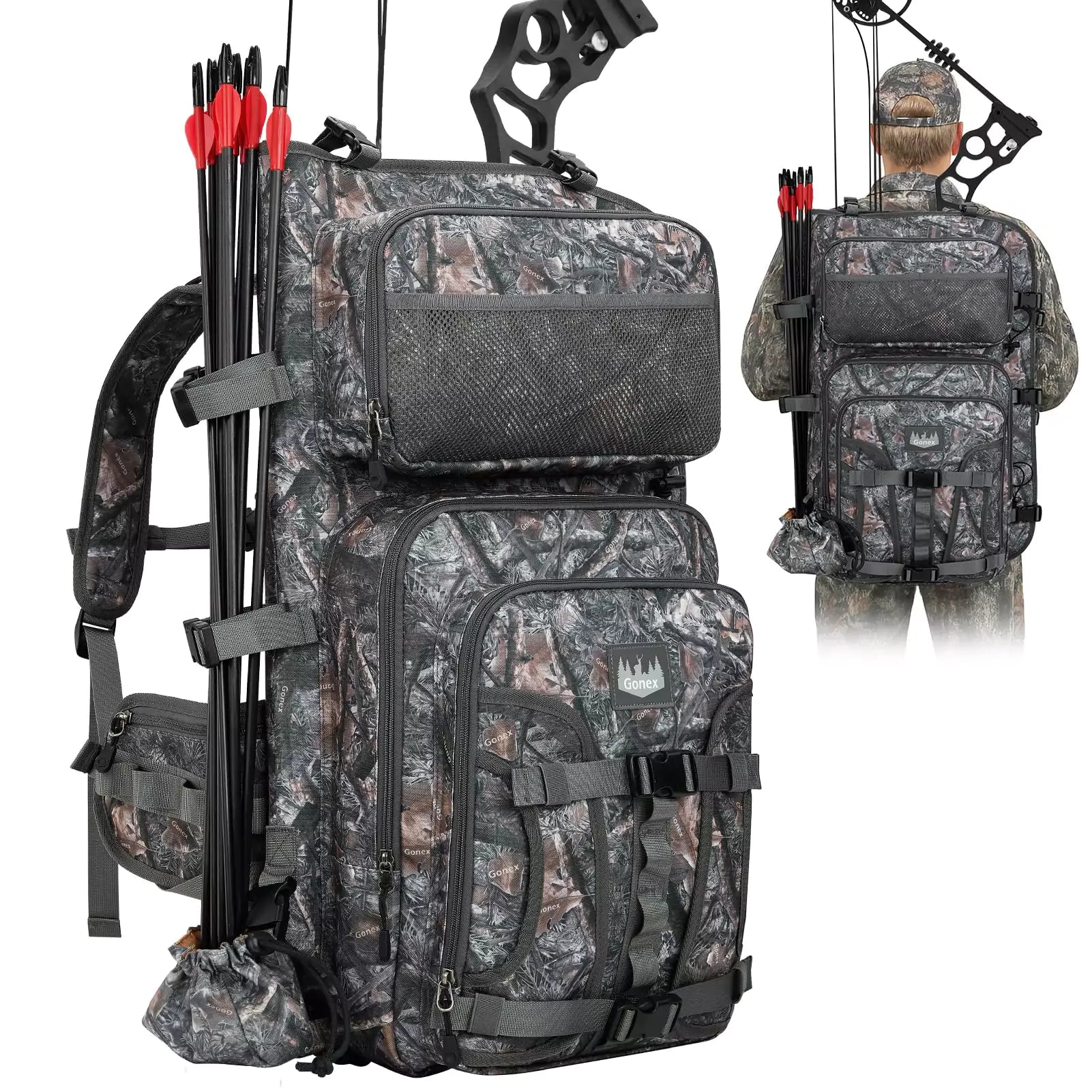 gonex-hunting-bow-and-arrow-backpack-with-detachable-arrow-case-900d-padded-comp image 2