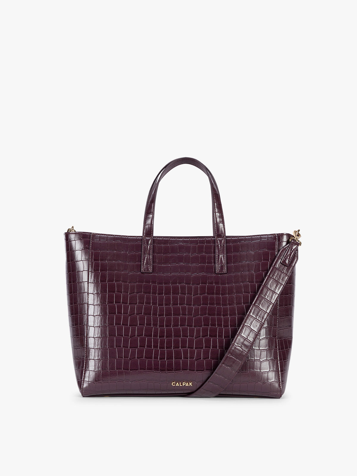 calpak-haven-15-laptop-tote-bag-in-croc-embossed-statement-tote-with-removable-l image 7