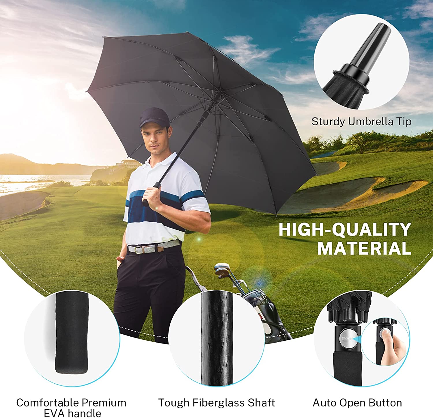 gonex-62-inch-double-canopy-golf-umbrella-extra-large-vented-windproof-umbrella- image 5