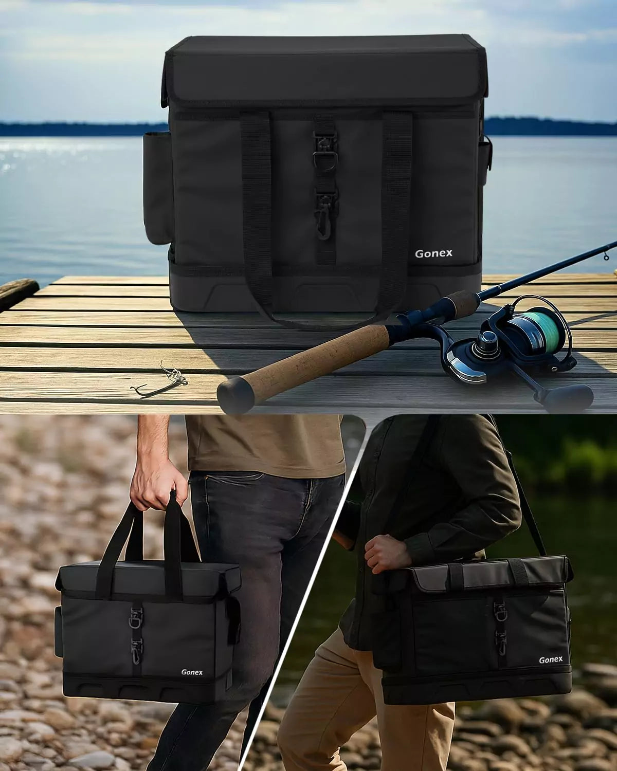 gonex-waterproof-fishing-tackle-bag-for-freshwater-saltwater-with-detachable-370 image 8