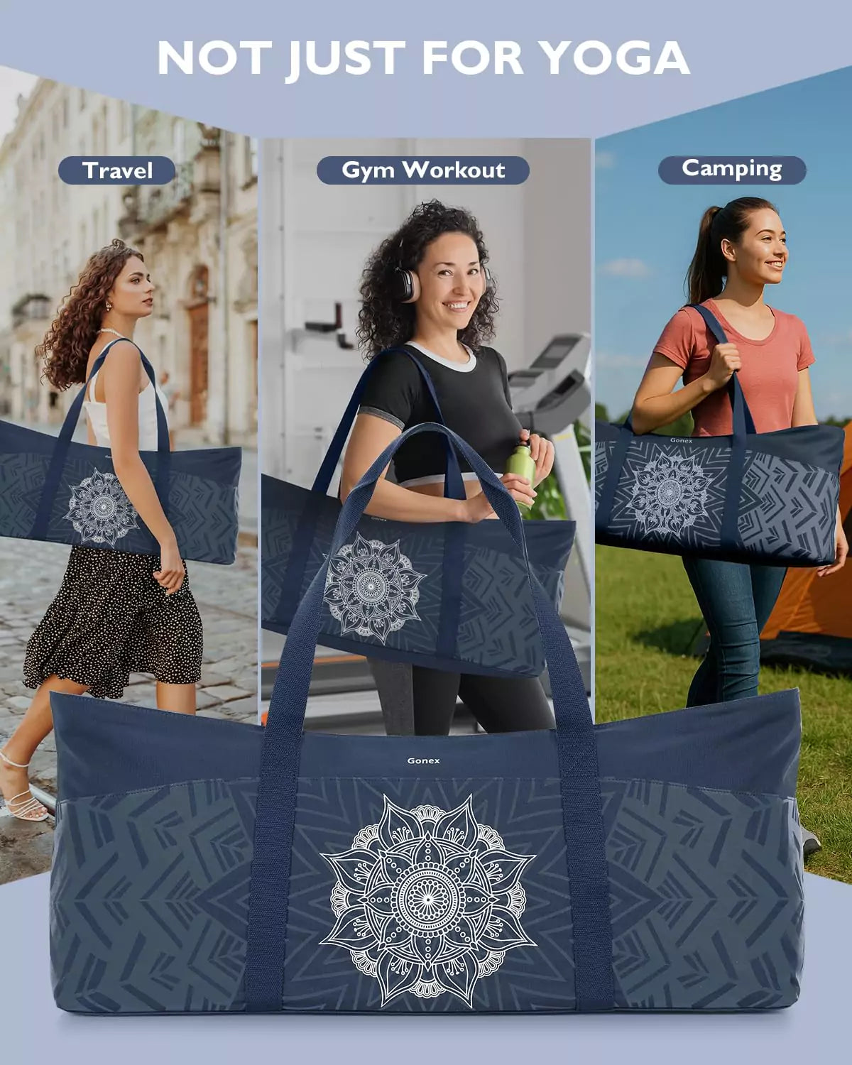 gonex-extra-large-yoga-mat-bag-roomy-canvas-carrier-with-patterned-design-fits-1 image 7