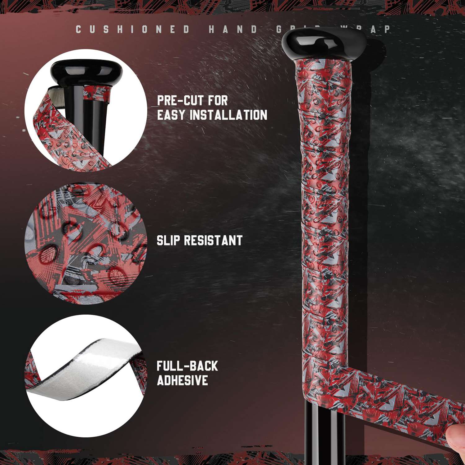 gonex-baseball-bat-grip-tape-red-black-graffiti-non-slip-grip-wrap-40-1-in-all-w image 2