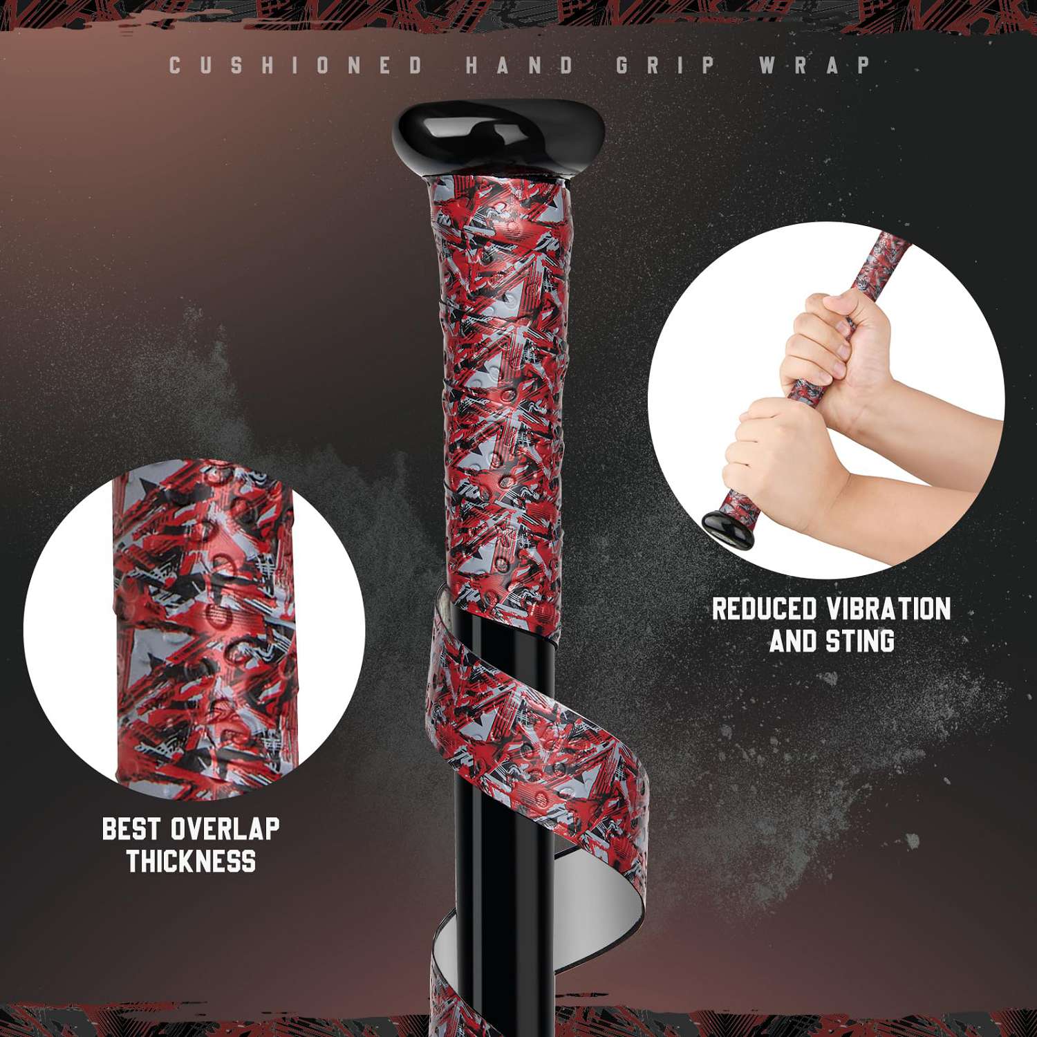 gonex-baseball-bat-grip-tape-red-black-graffiti-non-slip-grip-wrap-40-1-in-all-w image 4