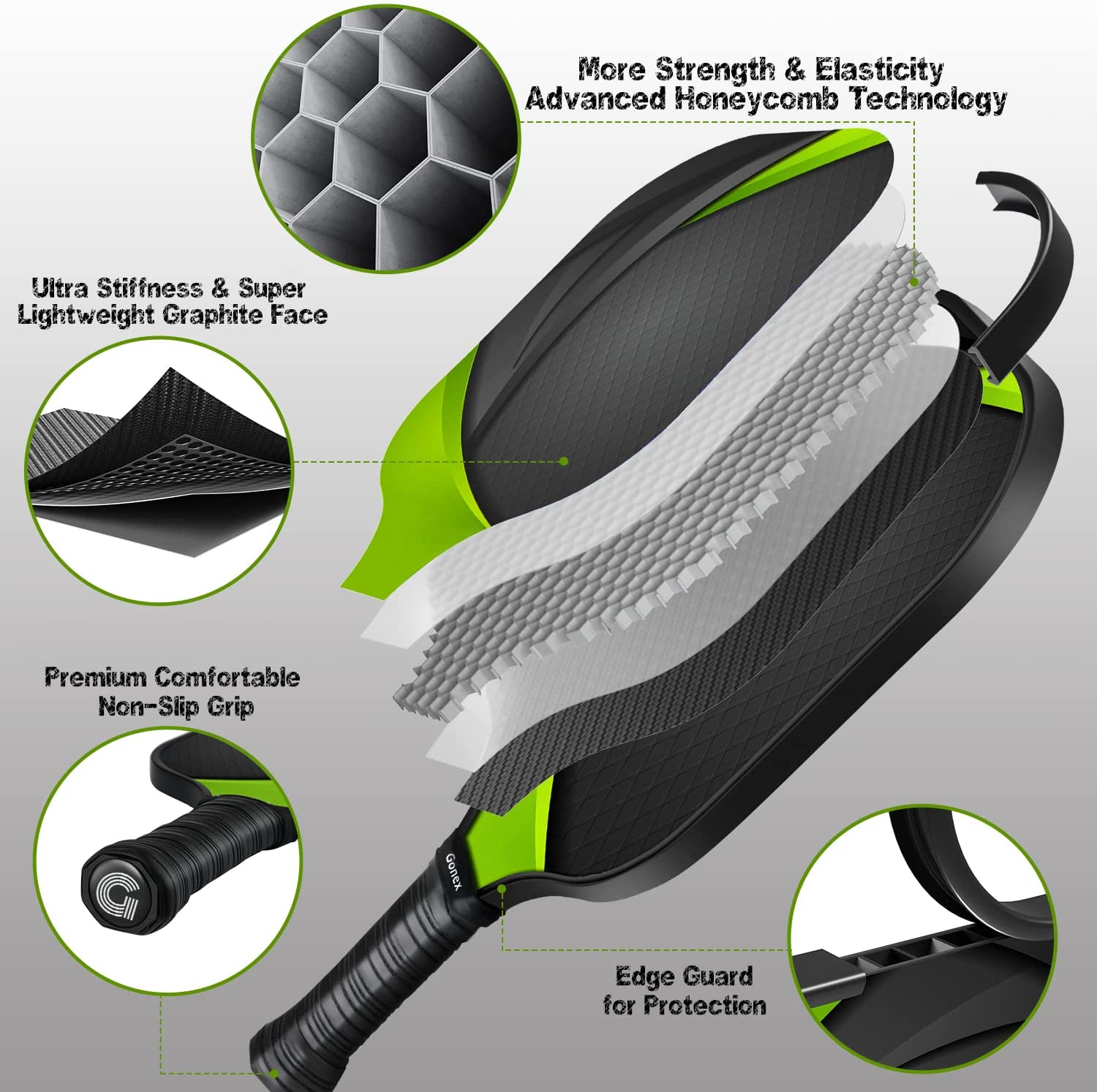 gonex-pickleball-rackets-set-of-2-carbon-performance-paddles-for-beginner-interm image 3