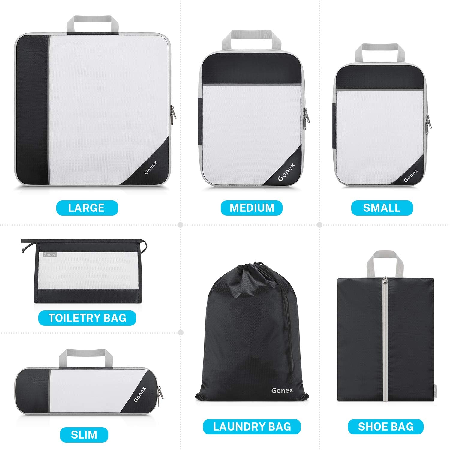 gonex-compressible-packing-cubes-7-pcs-mesh-compression-travel-organizer-set-wit image 5