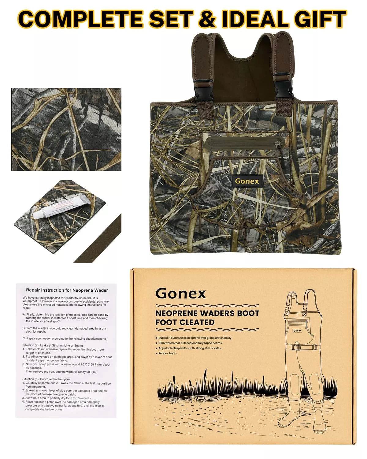gonex-kids-neoprene-chest-waders-with-boots-4mm-insulated-waterproof-fishing-wad image 5