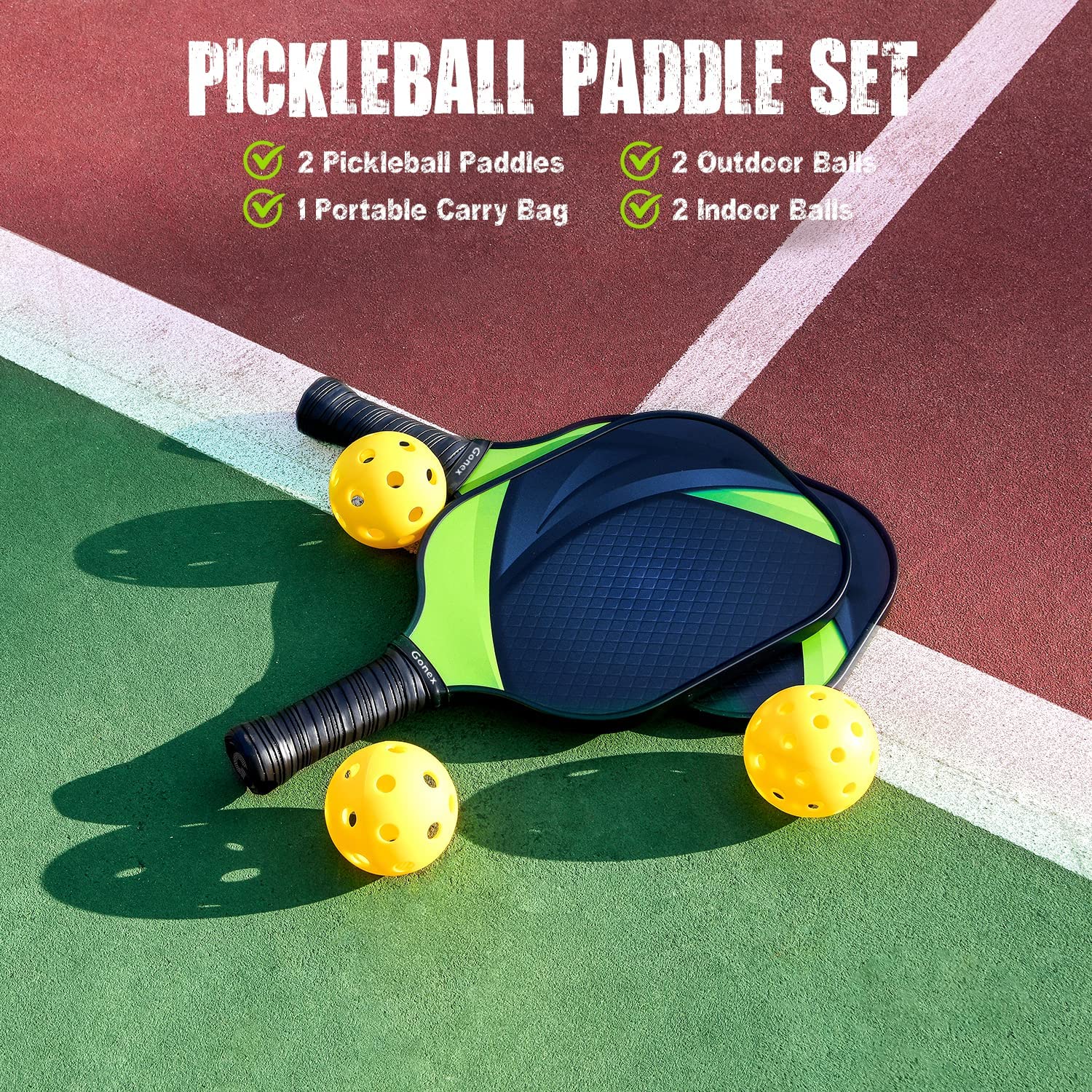 gonex-pickleball-rackets-set-of-2-carbon-performance-paddles-for-beginner-interm image 5