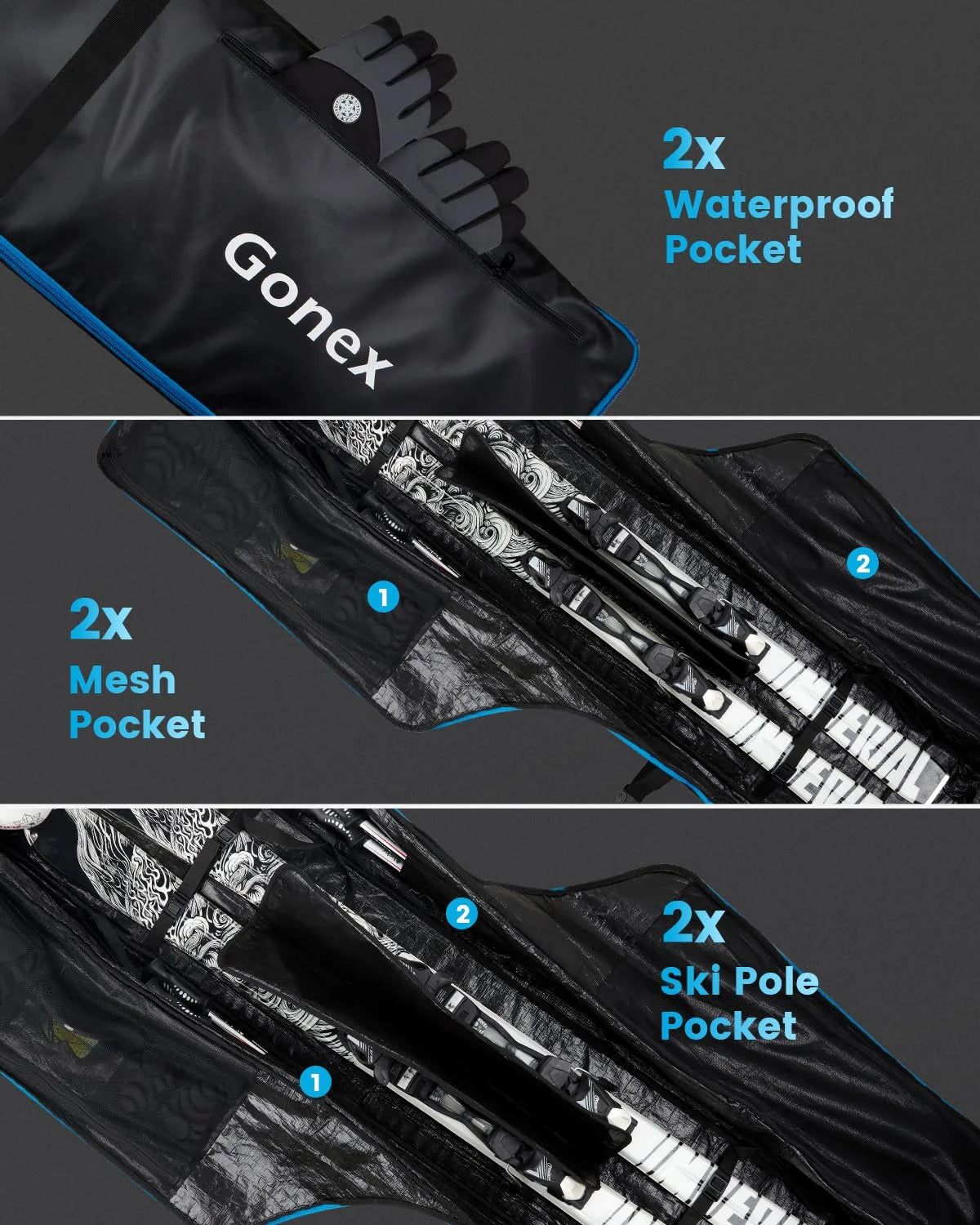 gonex-snowboard-bag-with-wheels-padded-wheeled-board-bag-adjustable-175-190cm-12 image 5