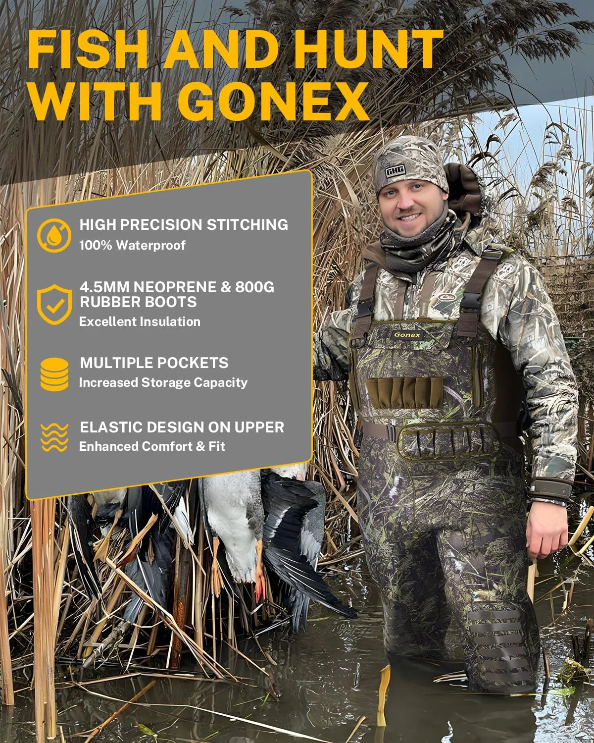 gonex-hunting-chest-waders-with-boots-4-5mm-neoprene-waterproof-waders-with-800g image 5