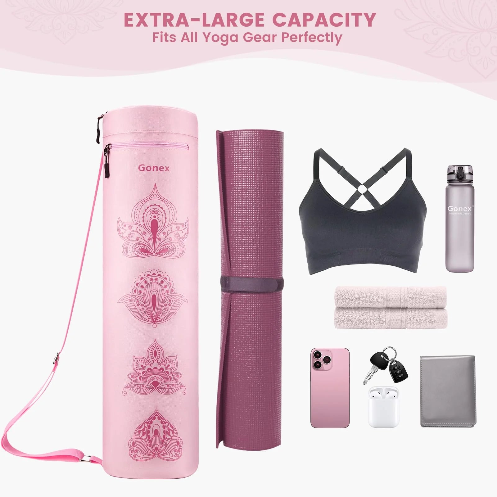 gonex-yoga-mat-bag-paisley-600d-water-resistant-carrier-for-mats-up-to-26-inches image 4