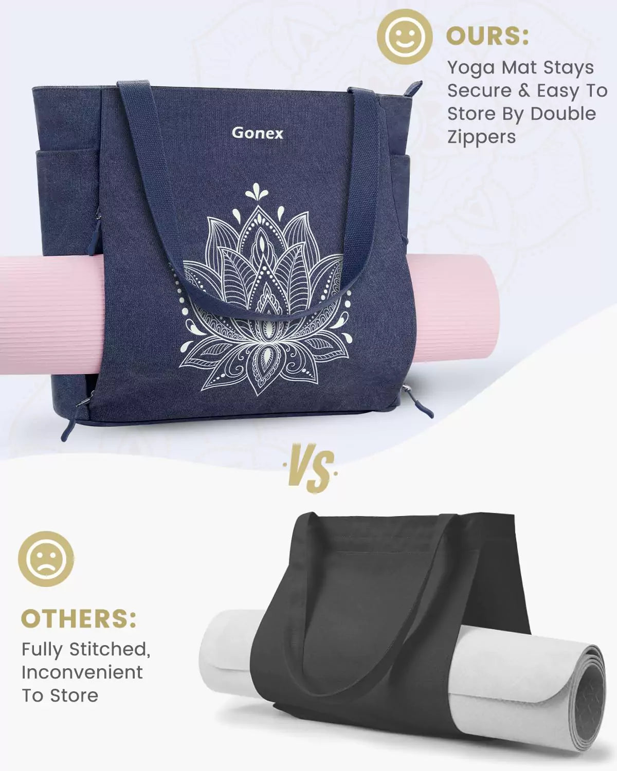 gonex-large-yoga-mat-bag-with-full-zipper-dedicated-mat-compartment-tote-for-6mm image 2