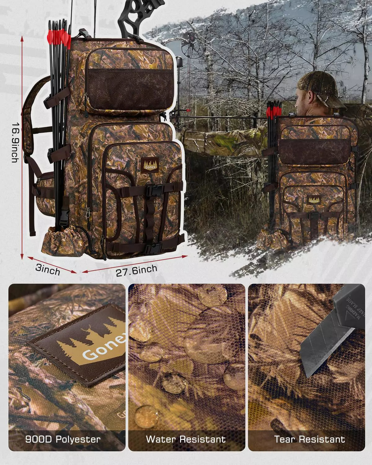 gonex-hunting-bow-and-arrow-backpack-with-detachable-arrow-case-900d-padded-comp image 7