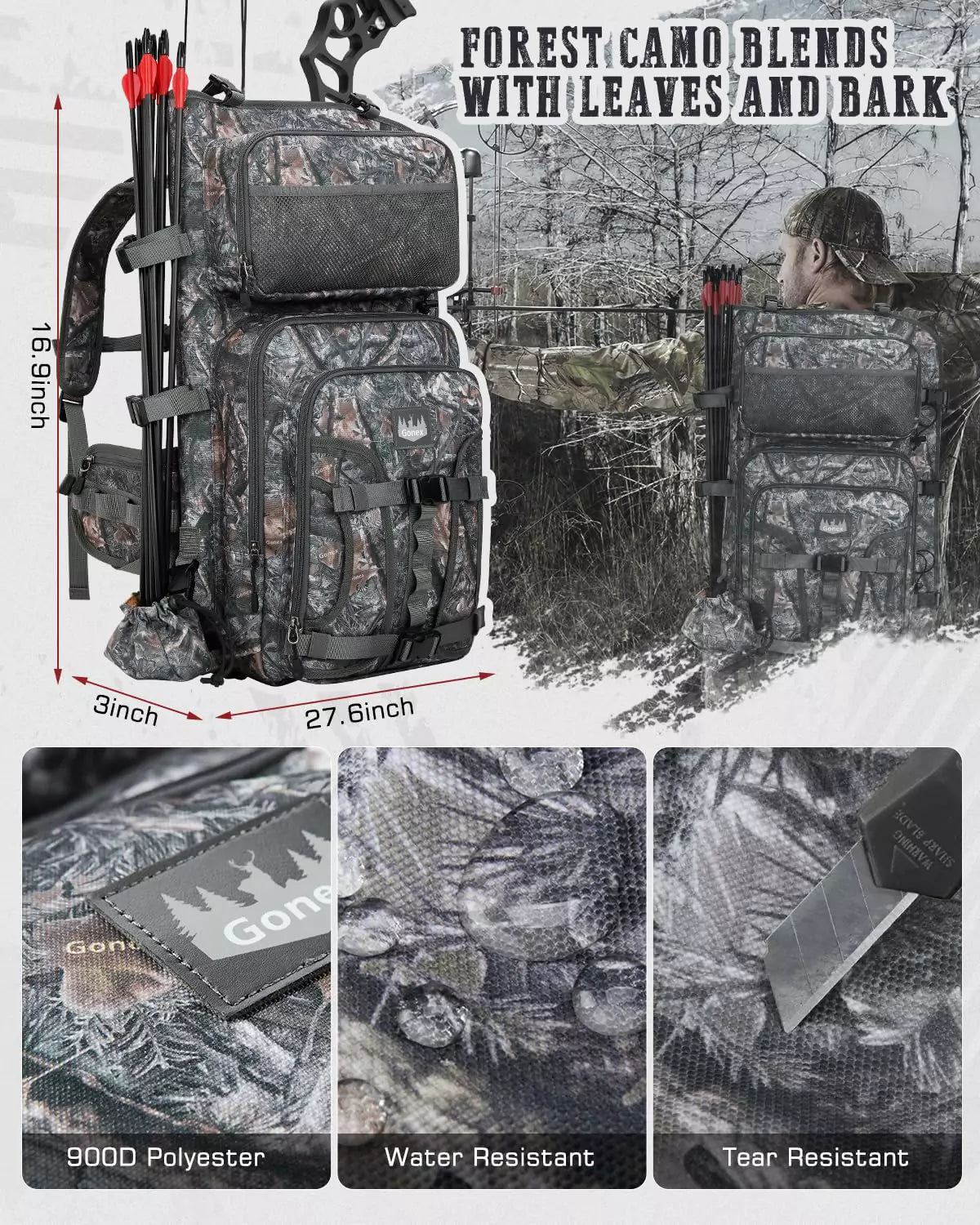 gonex-hunting-bow-and-arrow-backpack-with-detachable-arrow-case-900d-padded-comp image 8