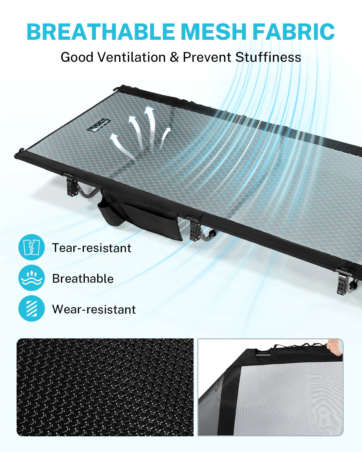 gonex-31-5-extra-wide-camping-cot-7075-aluminum-dual-tube-design-350-lb-capacity image 3