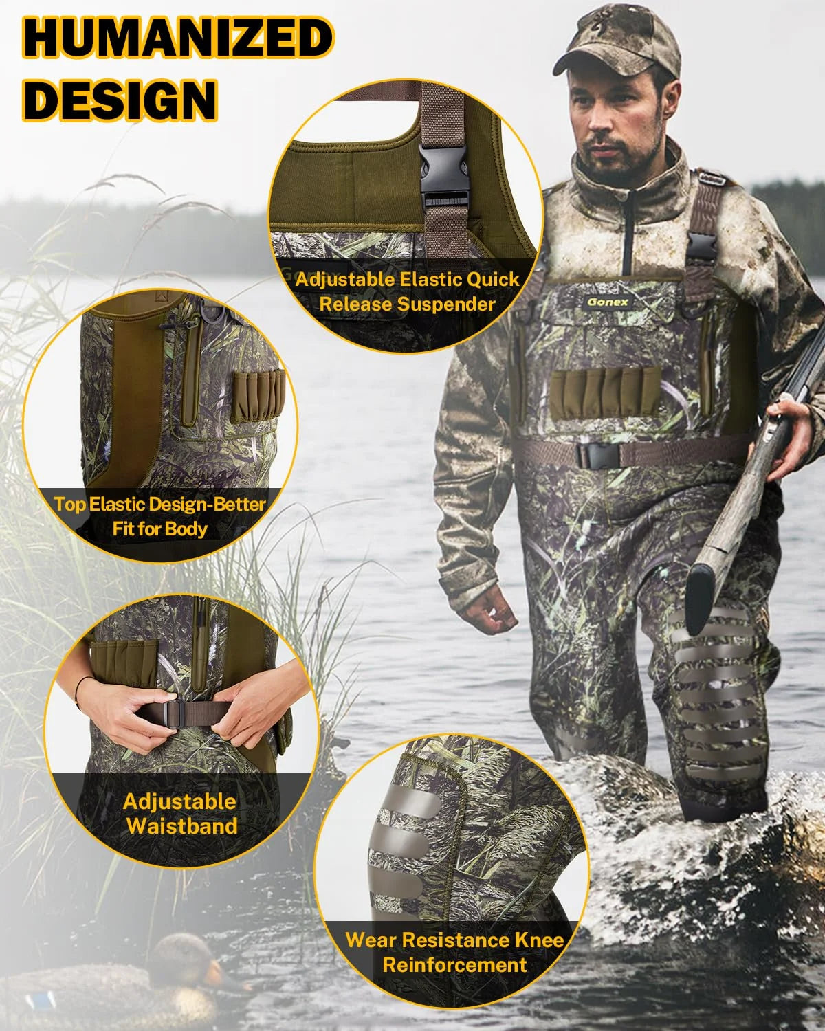 gonex-hunting-chest-waders-with-boots-4-5mm-neoprene-waterproof-waders-with-800g image 3