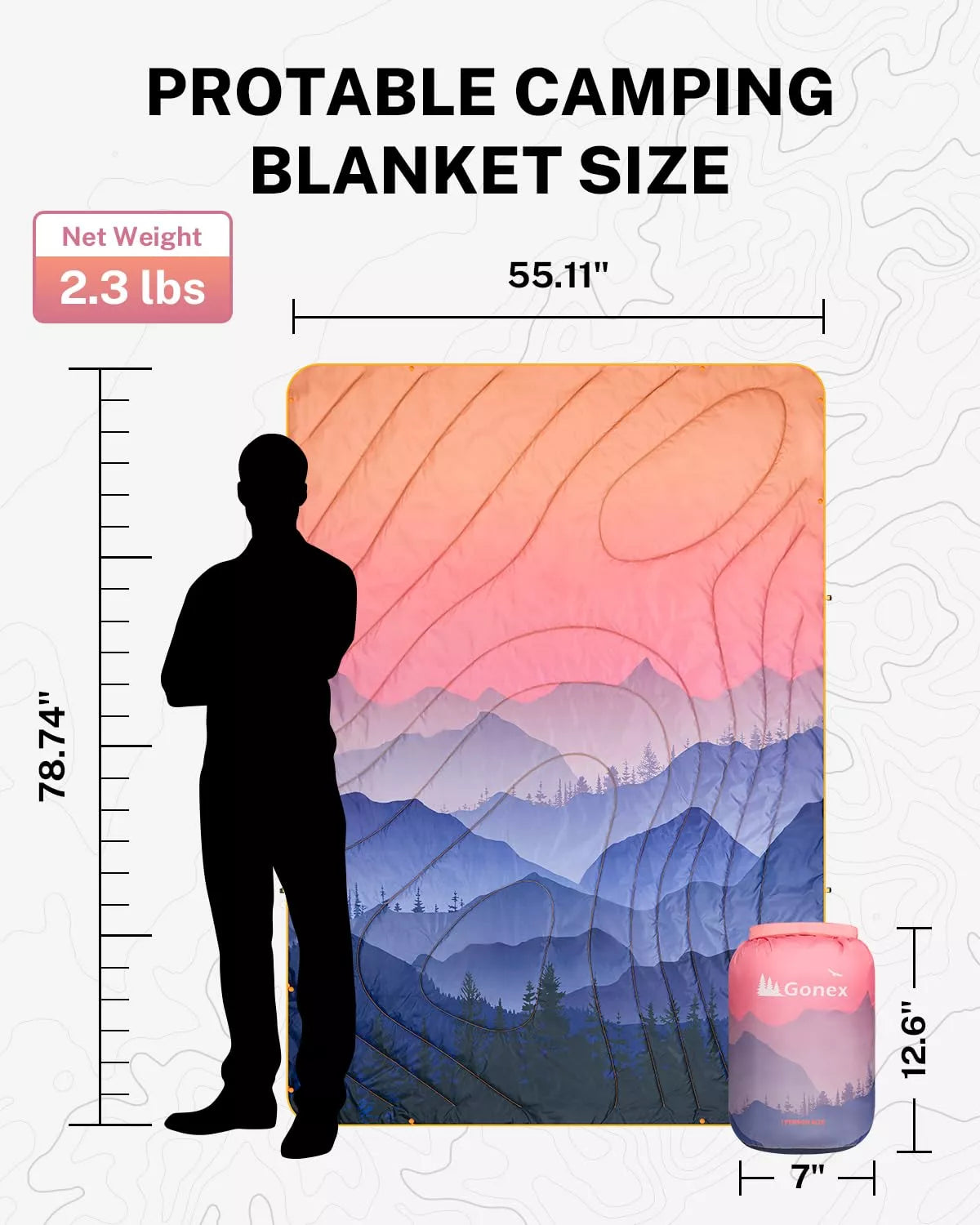 gonex-sunset-puffy-printed-outdoor-camping-blanket-79-x-55-water-repellent-ultra image 4