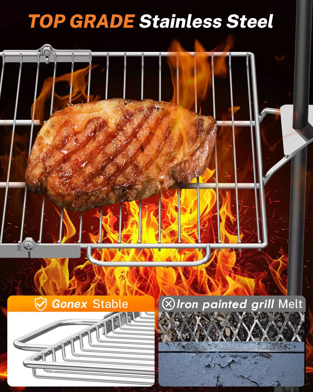 gonex-portable-folding-swivel-campfire-grill-grate-stainless-steel-15-35-18-3-wi image 4