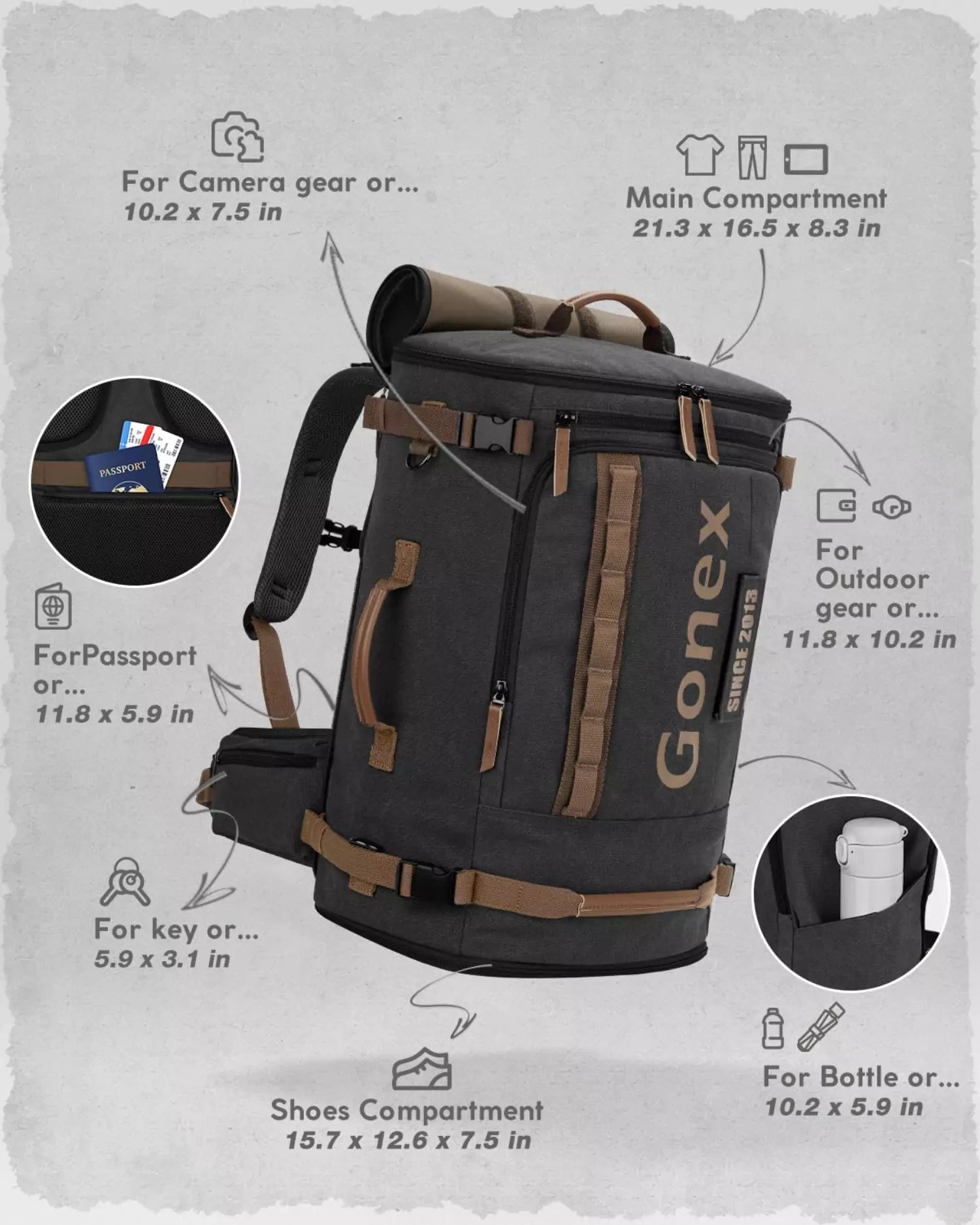 gonex-canvas-laptop-backpack-with-velcro-patch-15-6-laptop-everyday-commuter-bag image 5