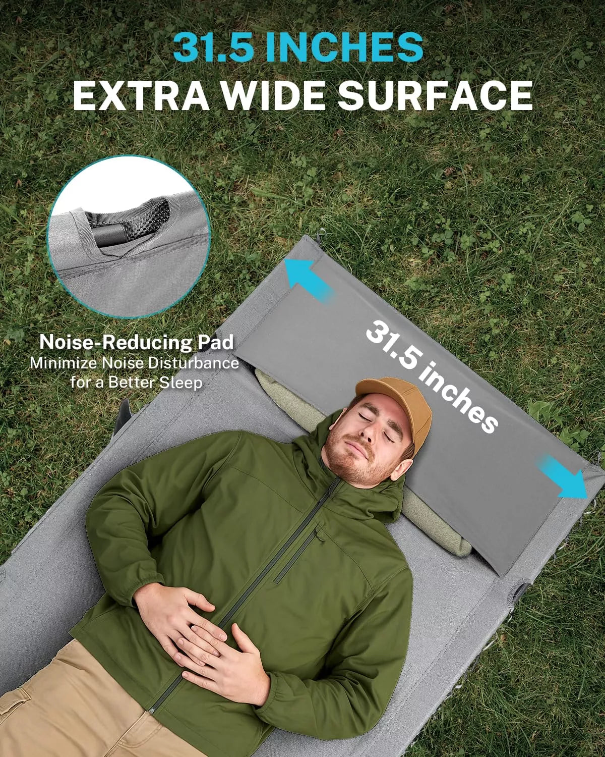 gonex-31-5-extra-wide-camping-cot-with-short-leg-7075-aluminum-350-lbs-capacity image 3