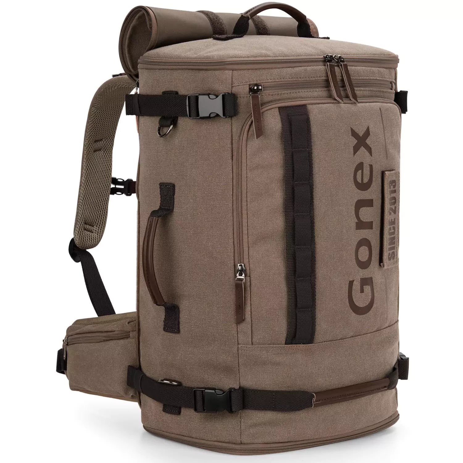gonex-canvas-laptop-backpack-with-velcro-patch-15-6-laptop-everyday-commuter-bag image 2