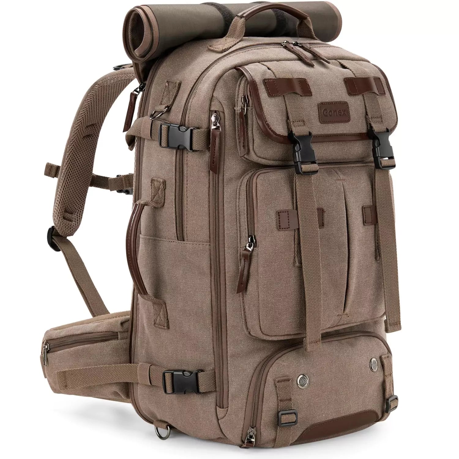 gonex-vintage-canvas-backpack-3-in-1-convertible-travel-bag-expandable-40l-to-45 image 2