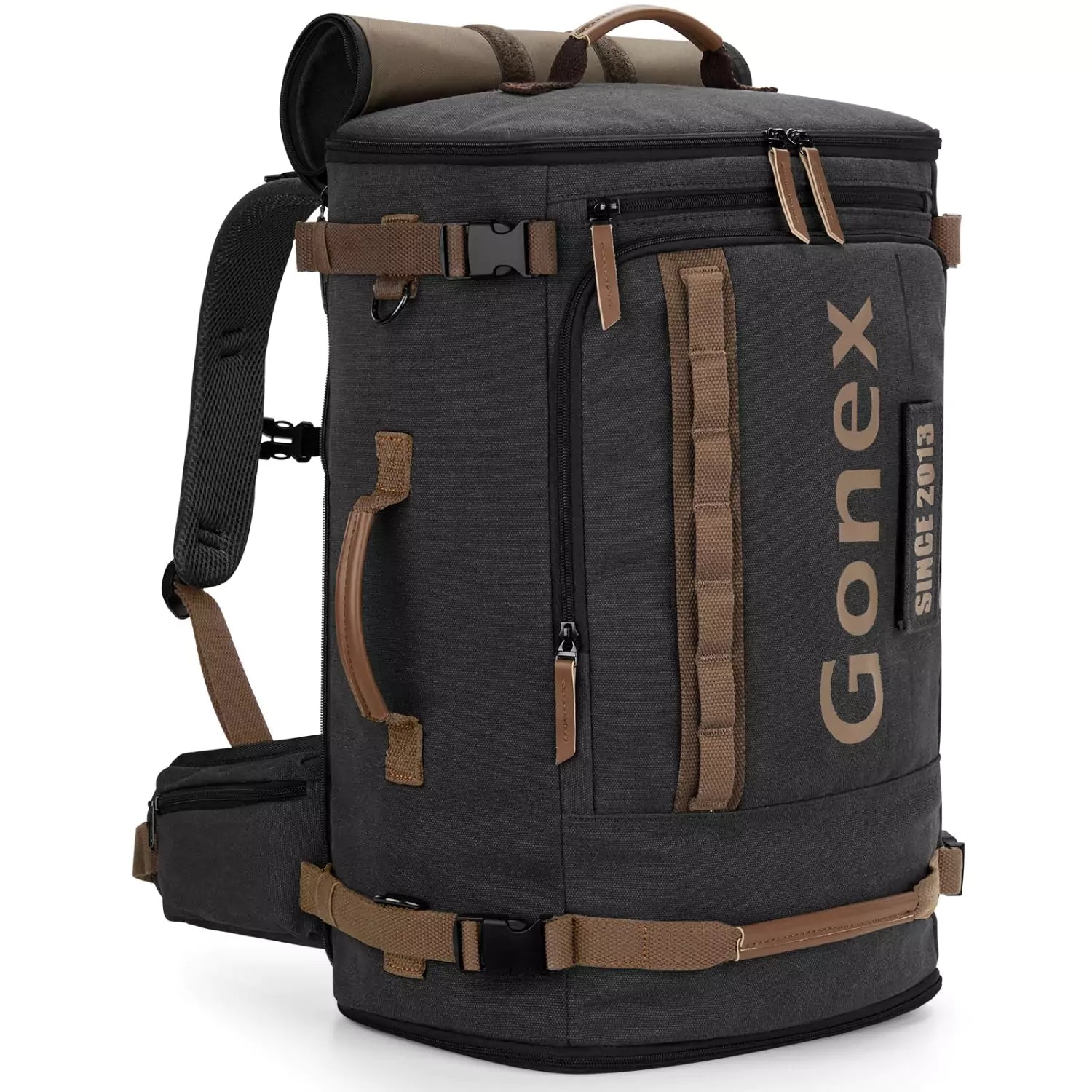 gonex-canvas-laptop-backpack-with-velcro-patch-15-6-laptop-everyday-commuter-bag image 3