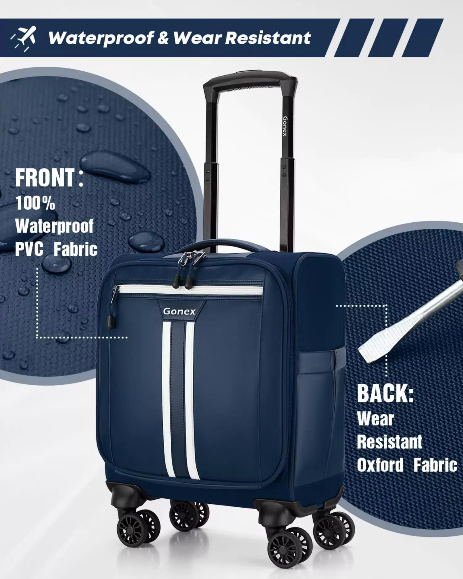 gonex-16-inch-rolling-spinner-underseat-carry-on-suitcase-waterproof-pvc-busines image 4
