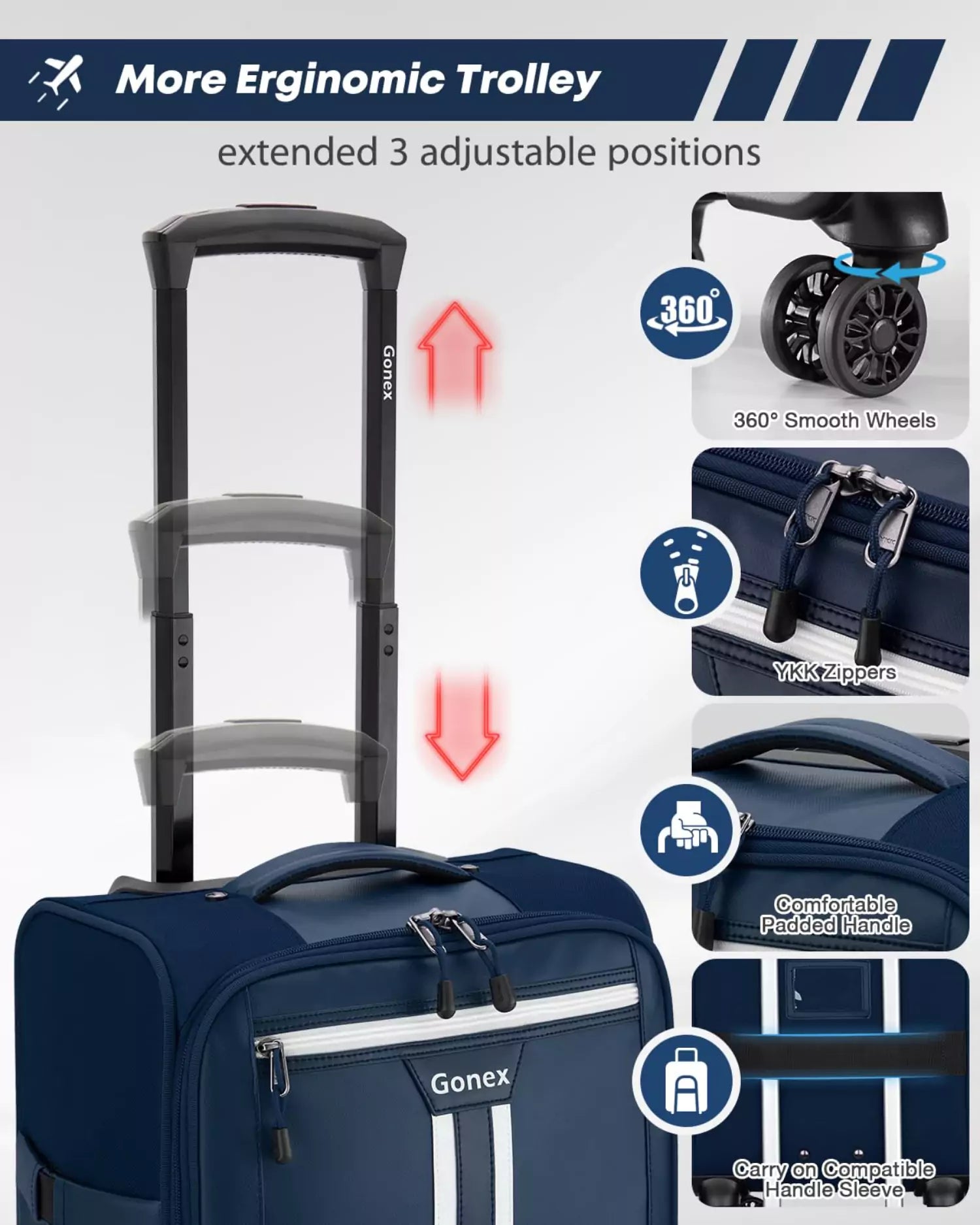 gonex-16-inch-rolling-spinner-underseat-carry-on-suitcase-waterproof-pvc-busines image 7