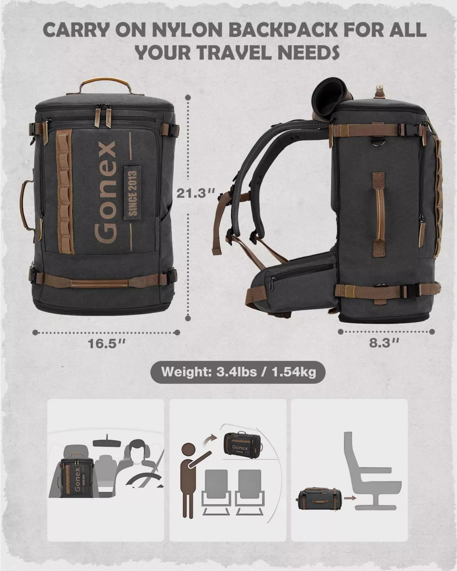 gonex-canvas-laptop-backpack-with-velcro-patch-15-6-laptop-everyday-commuter-bag image 4